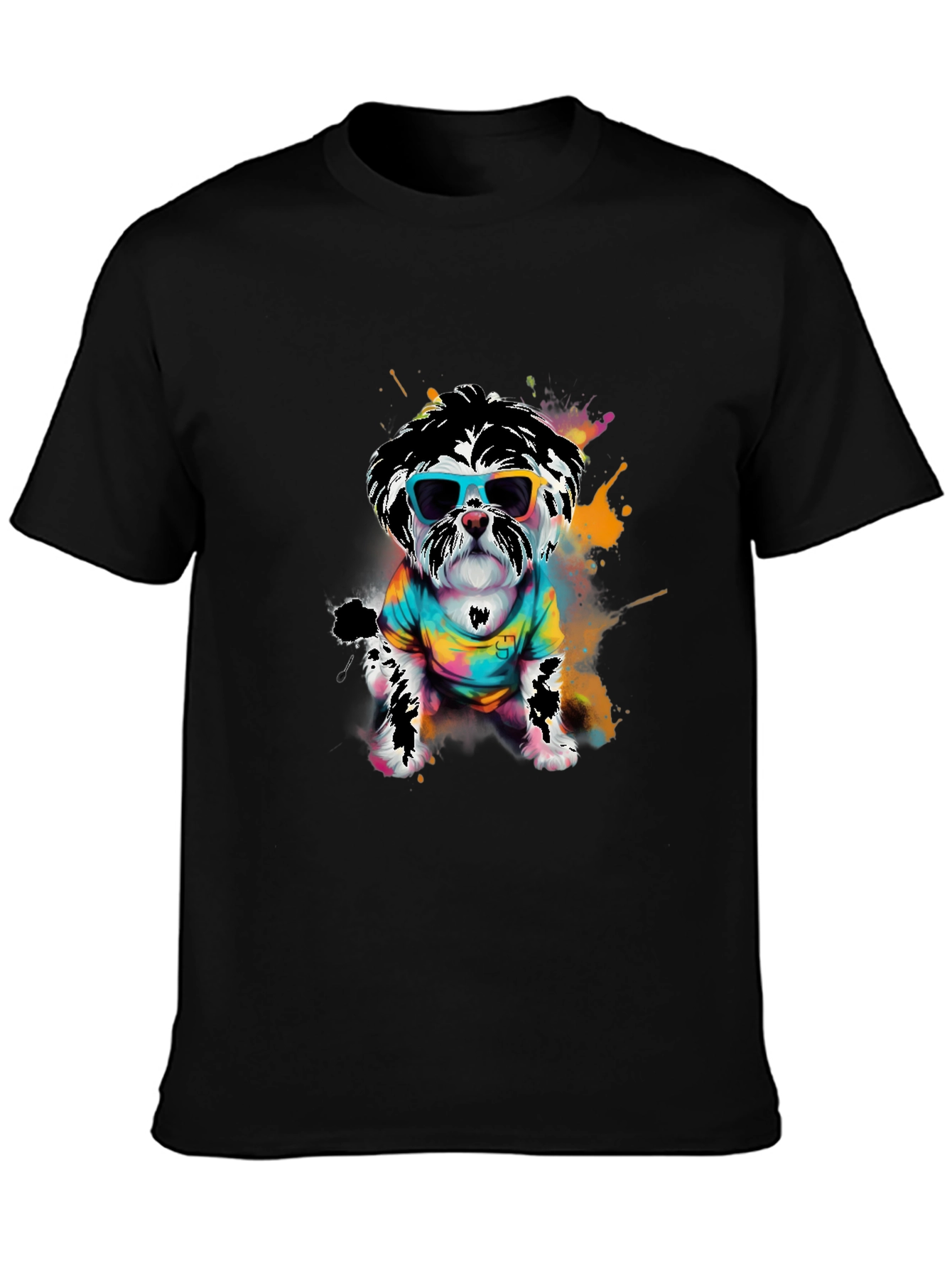 Black Cool Dog Graphic Tee - Funky Puppy Design view 3