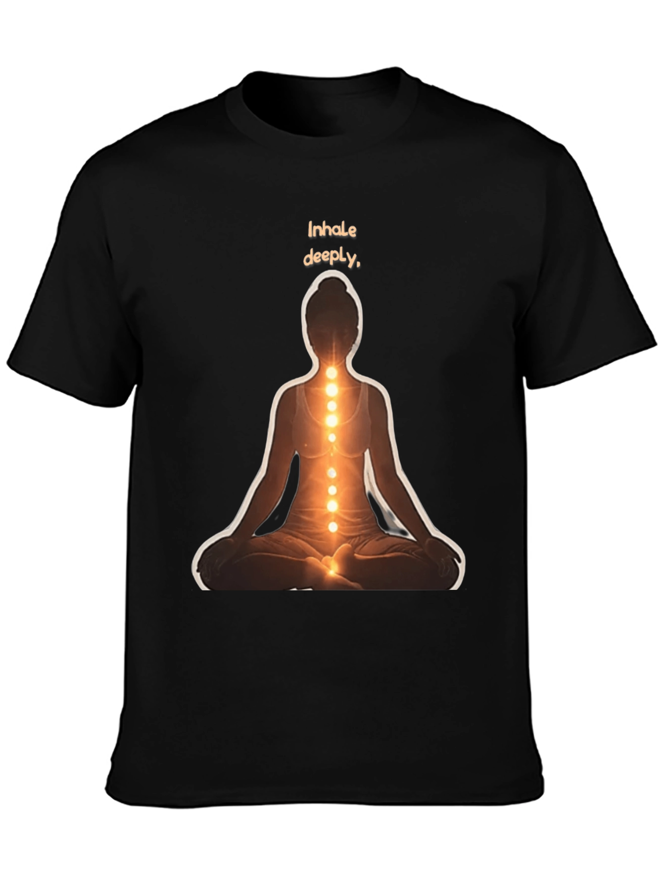 Black Inhale Deeply Meditation T-Shirt view 3