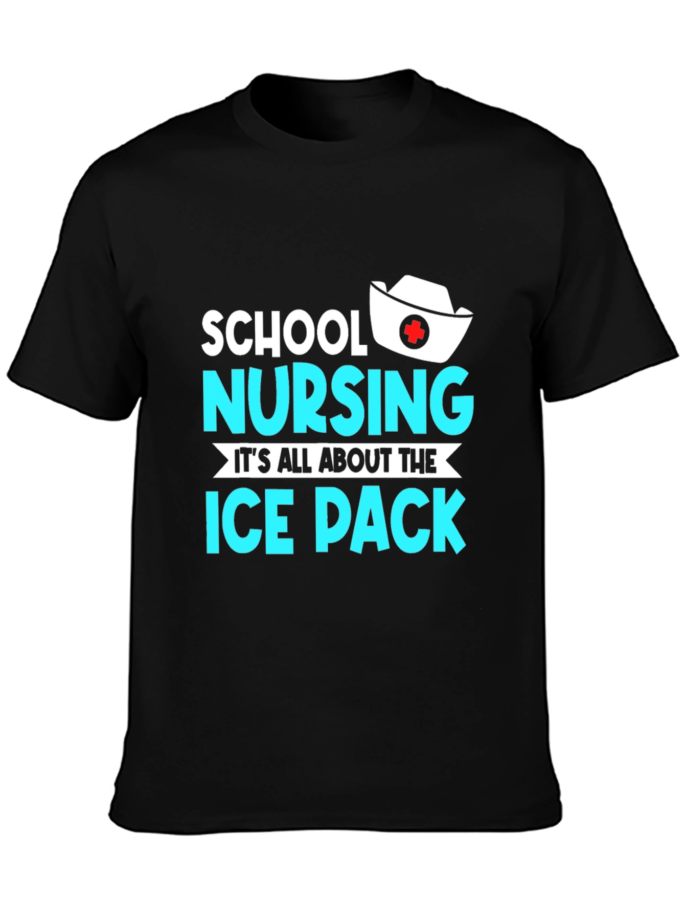 Black School Nursing Ice Pack T-Shirt view 3