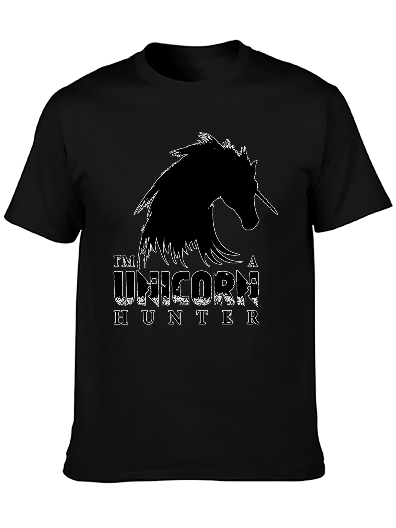 Black Unicorn Hunter Graphic Tee - Black Cotton Shirt view 3