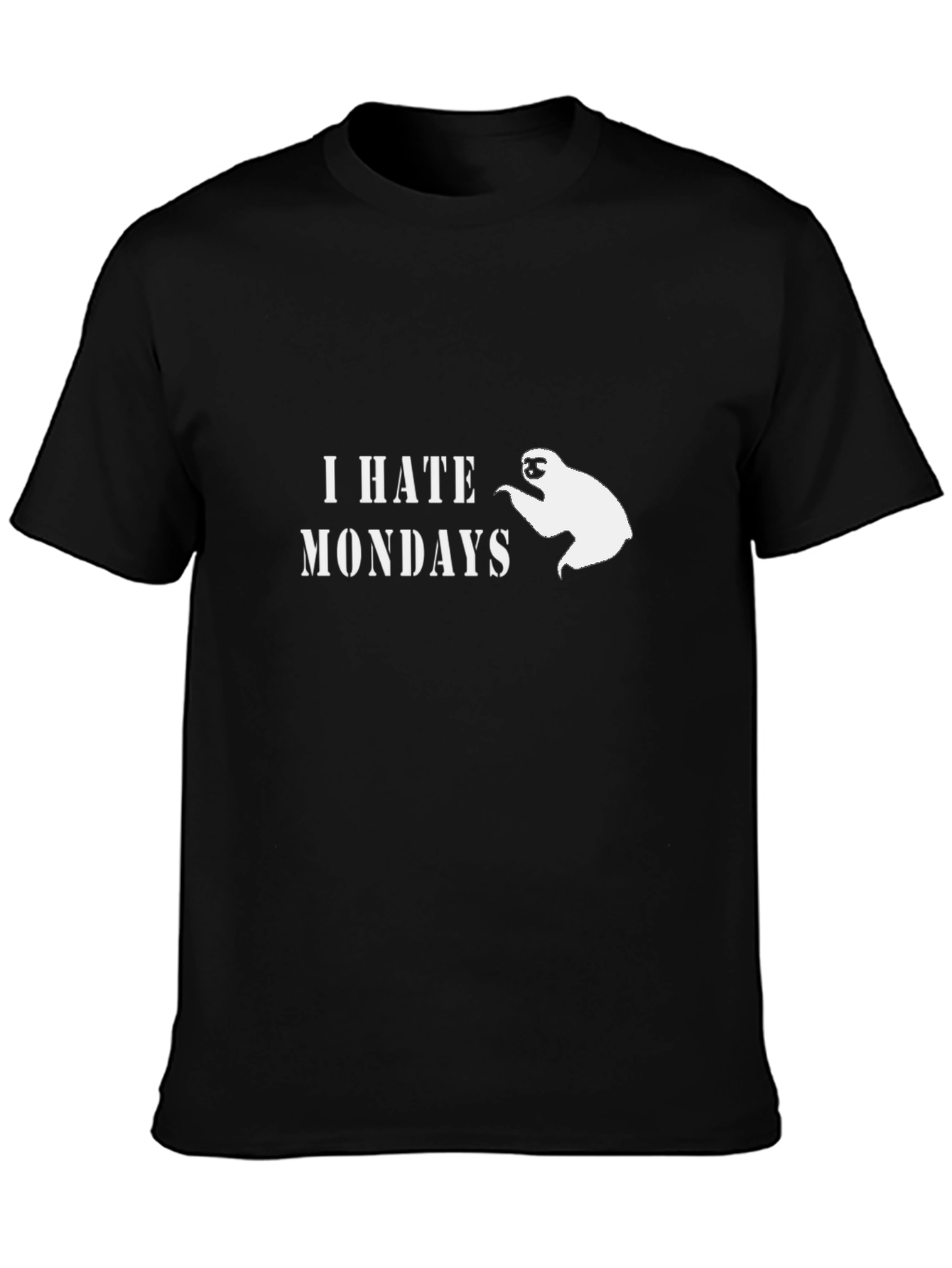 Black I Hate Mondays Sloth Graphic T-Shirt - Black view 3