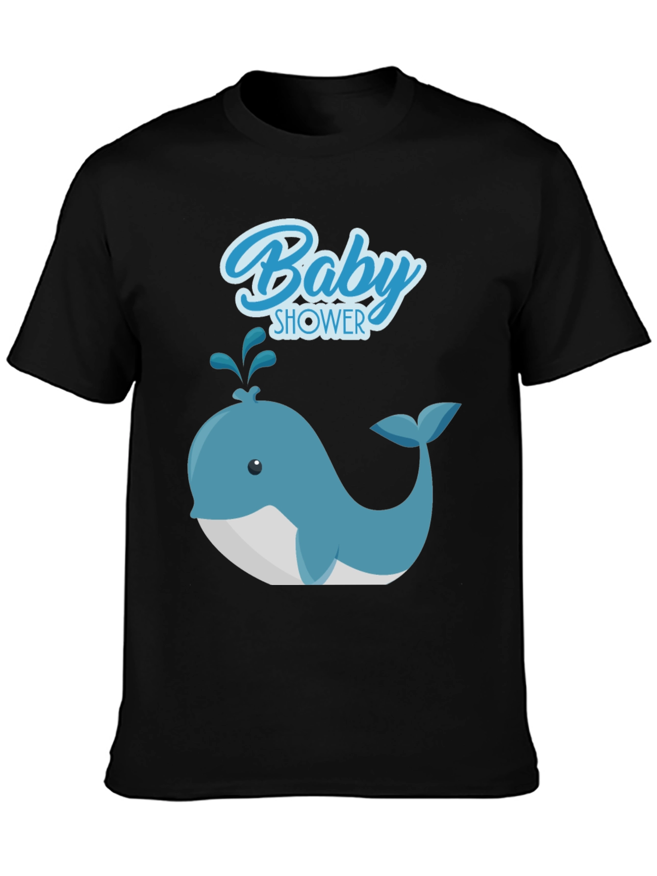 Black Baby Shower Whale Graphic Tee - Soft Cotton T-Shirt view 3
