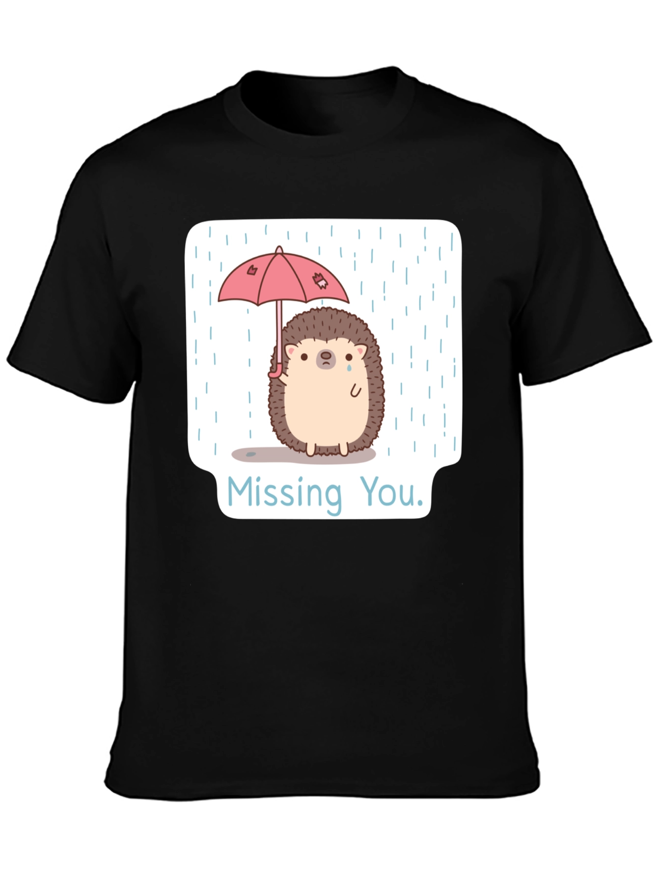 Black Missing You Hedgehog T-Shirt view 3
