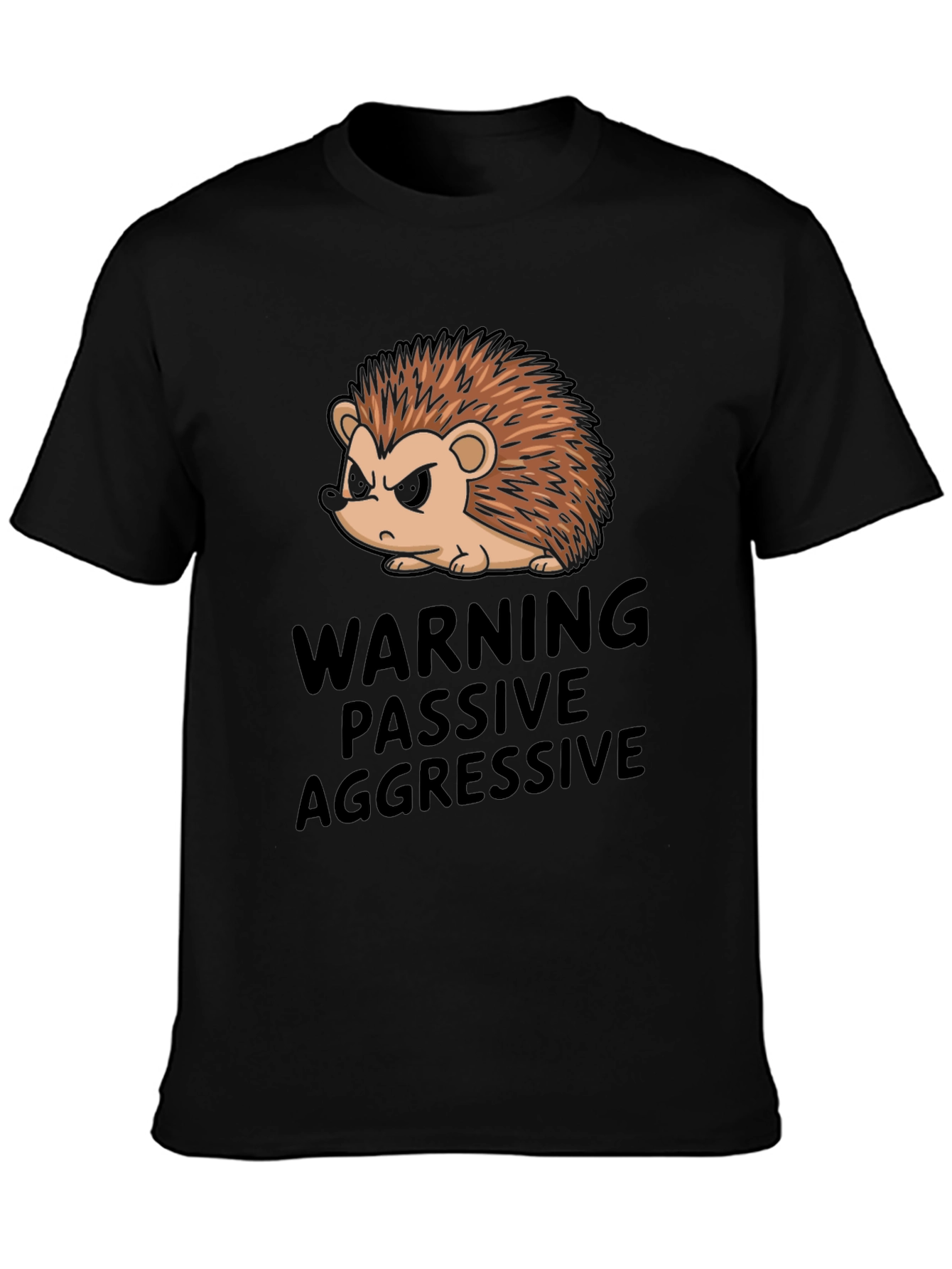 Black Passive Aggressive Hedgehog T-Shirt view 3