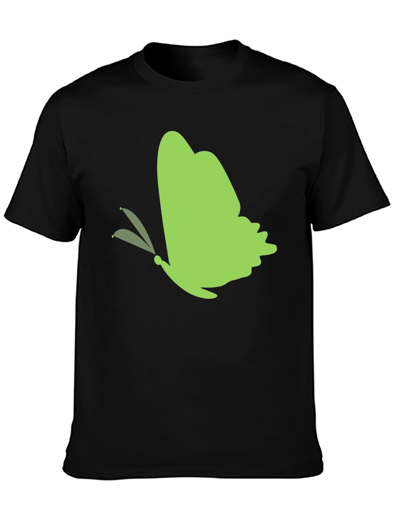 Green Butterfly Black T-Shirt - 3