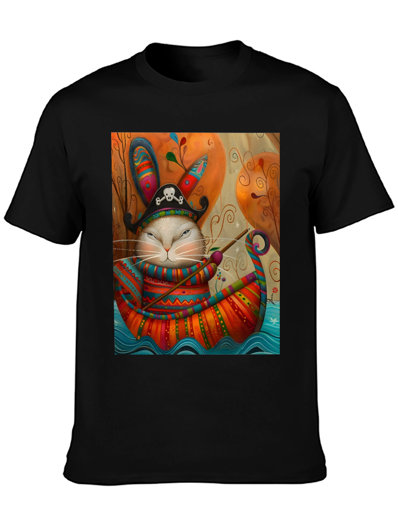 Black Pirate Rabbit Boat Ride T-Shirt view 3