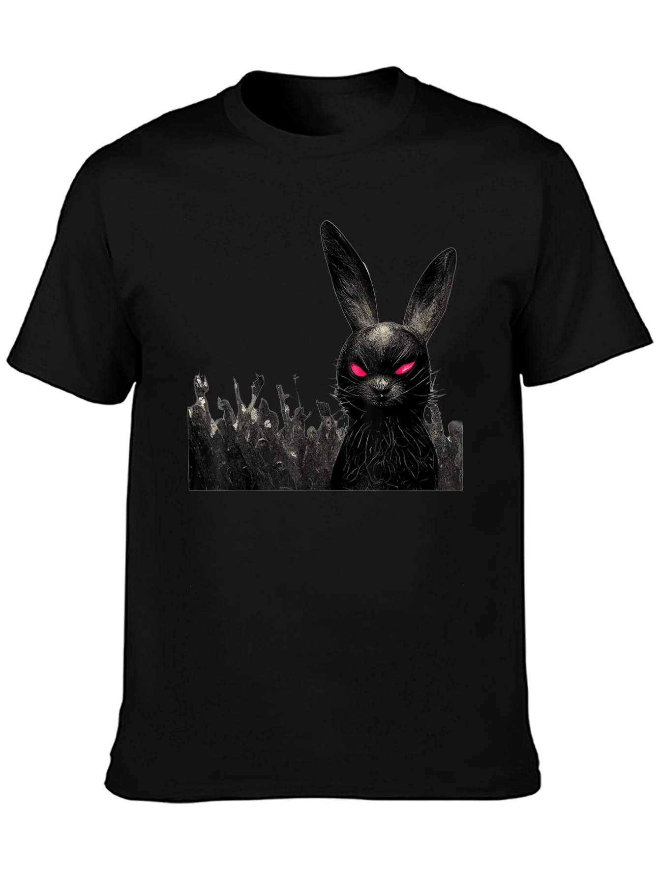 Black Creepy Bunny Graphic Tee view 3