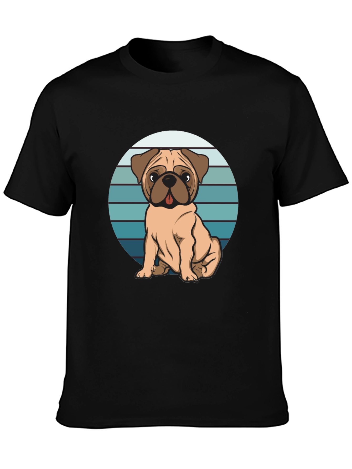 Black Pug Graphic Tee - Relaxed Fit Black T-Shirt view 3