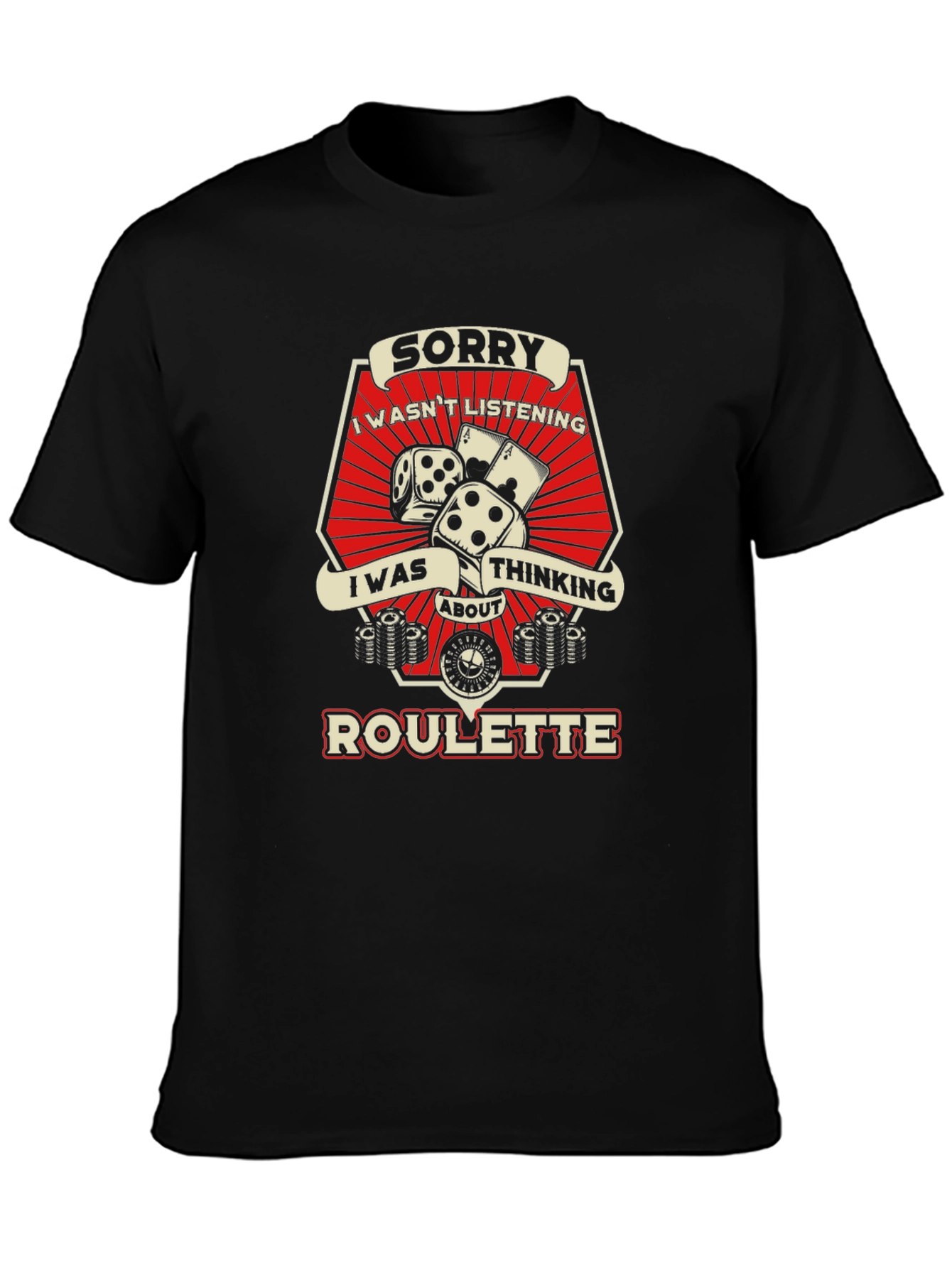 Black Roulette Thinking Funny T-Shirt view 3