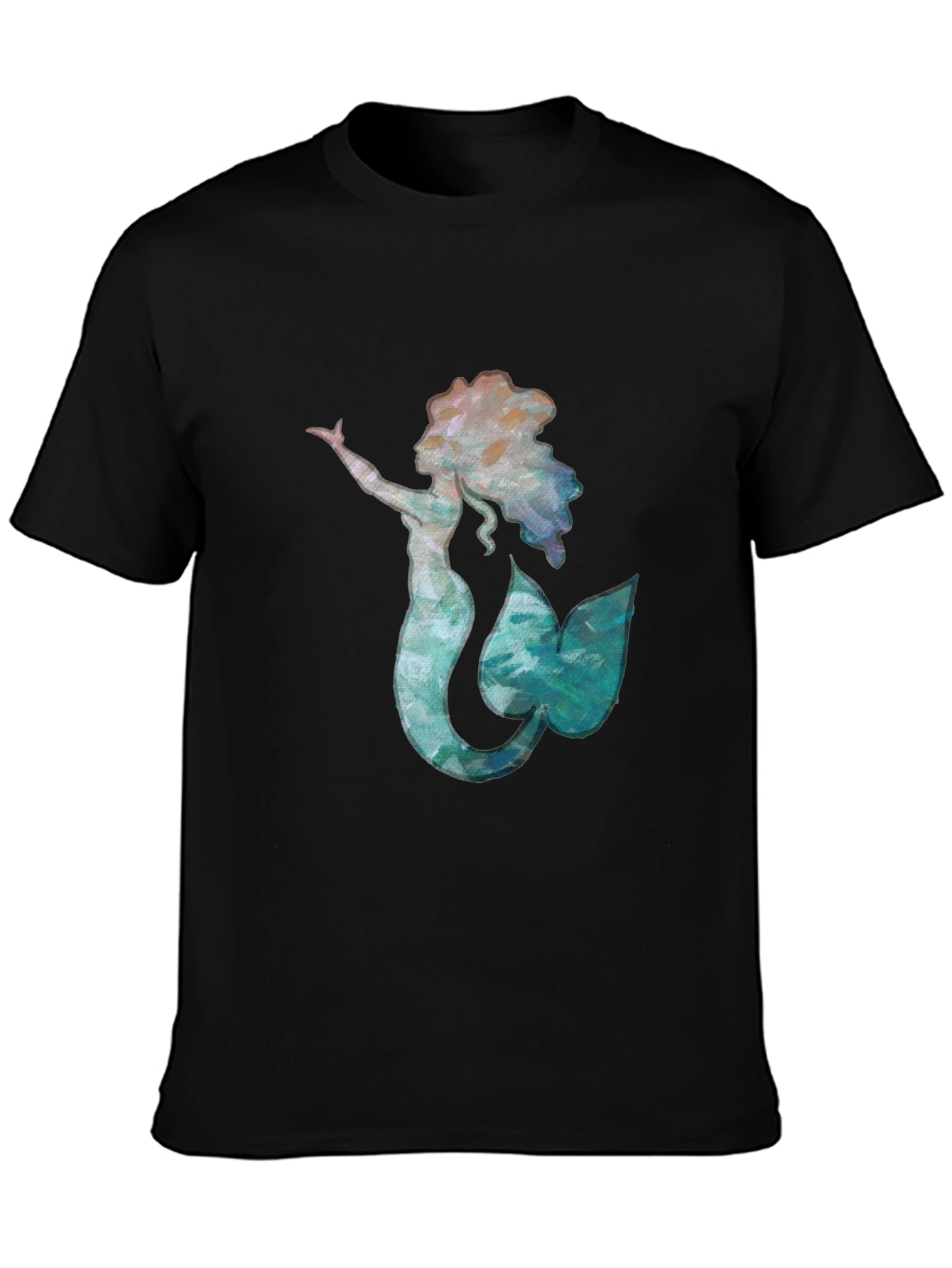 Black Mermaid Graphic Black Tee - Unique Ocean Lover Shirt view 3
