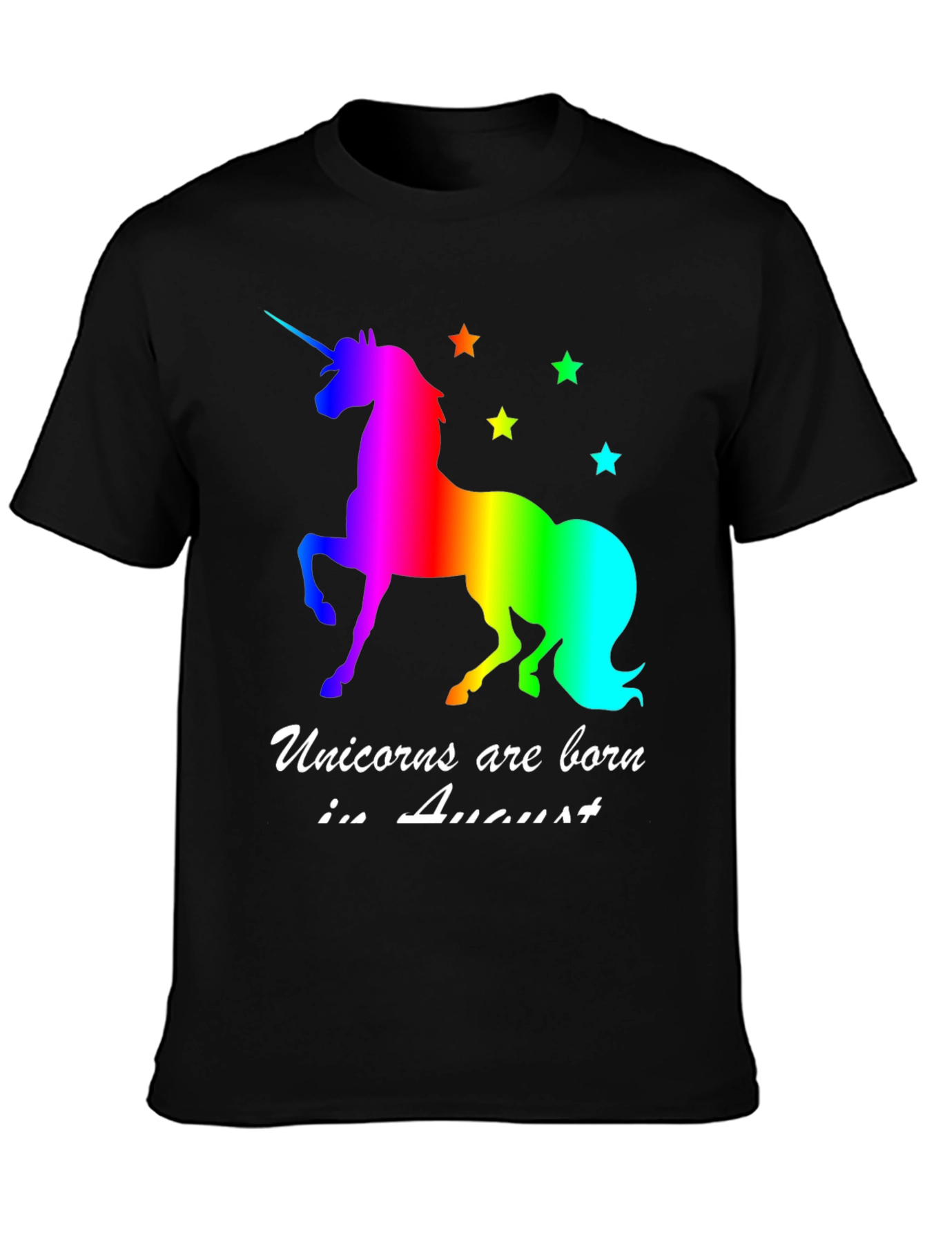 Black Unicorns Are Born In August T-Shirt view 3