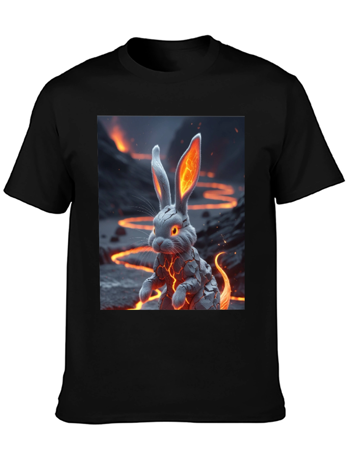 Black Lava Rabbit Graphic Tee - Unique Design! view 3