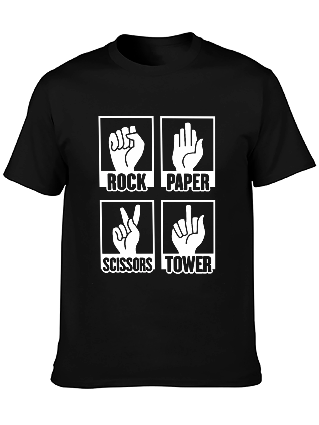 Black Rock Paper Scissors Tower Graphic T-Shirt view 3