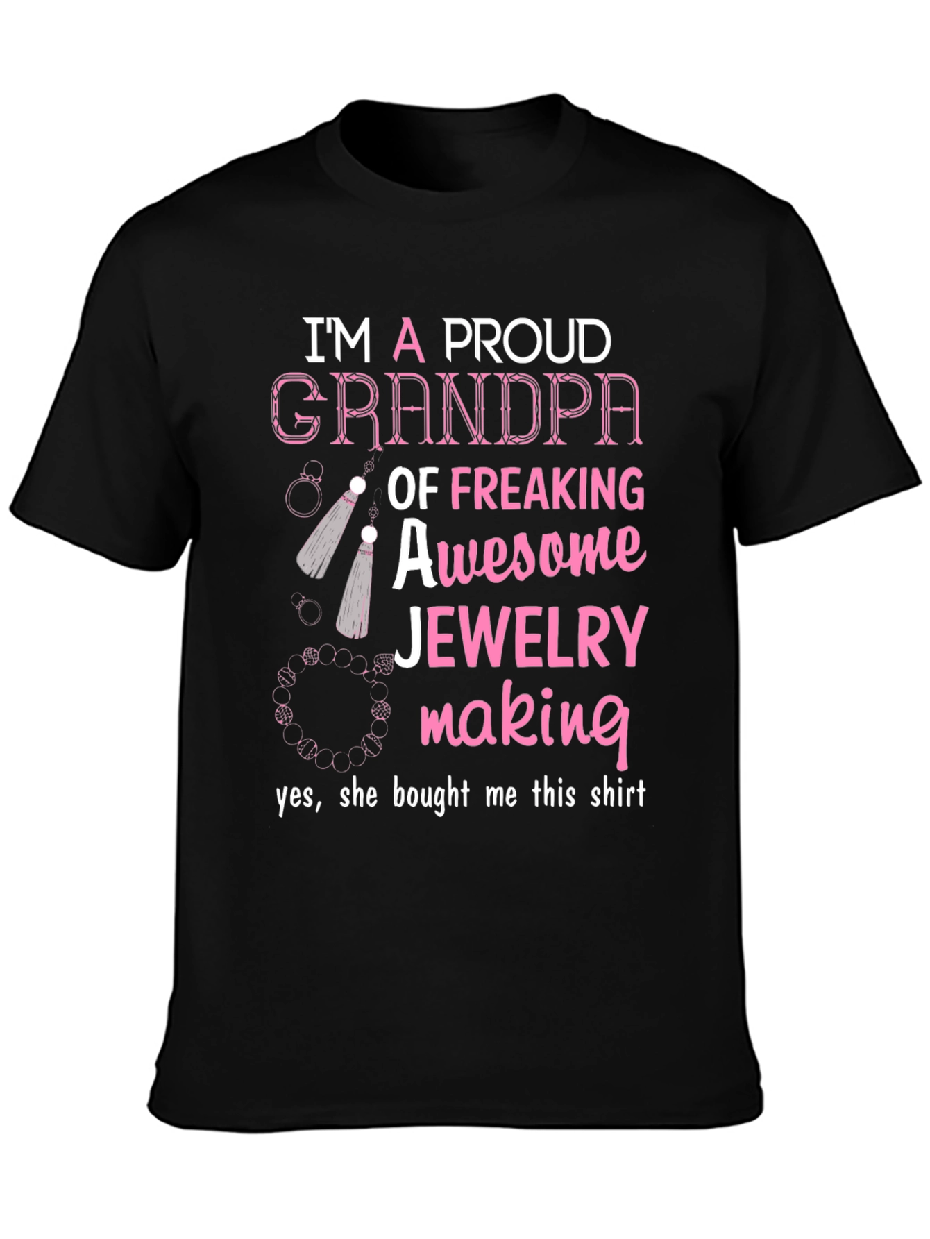 Black Proud Grandpa Jewelry Making T-Shirt view 3