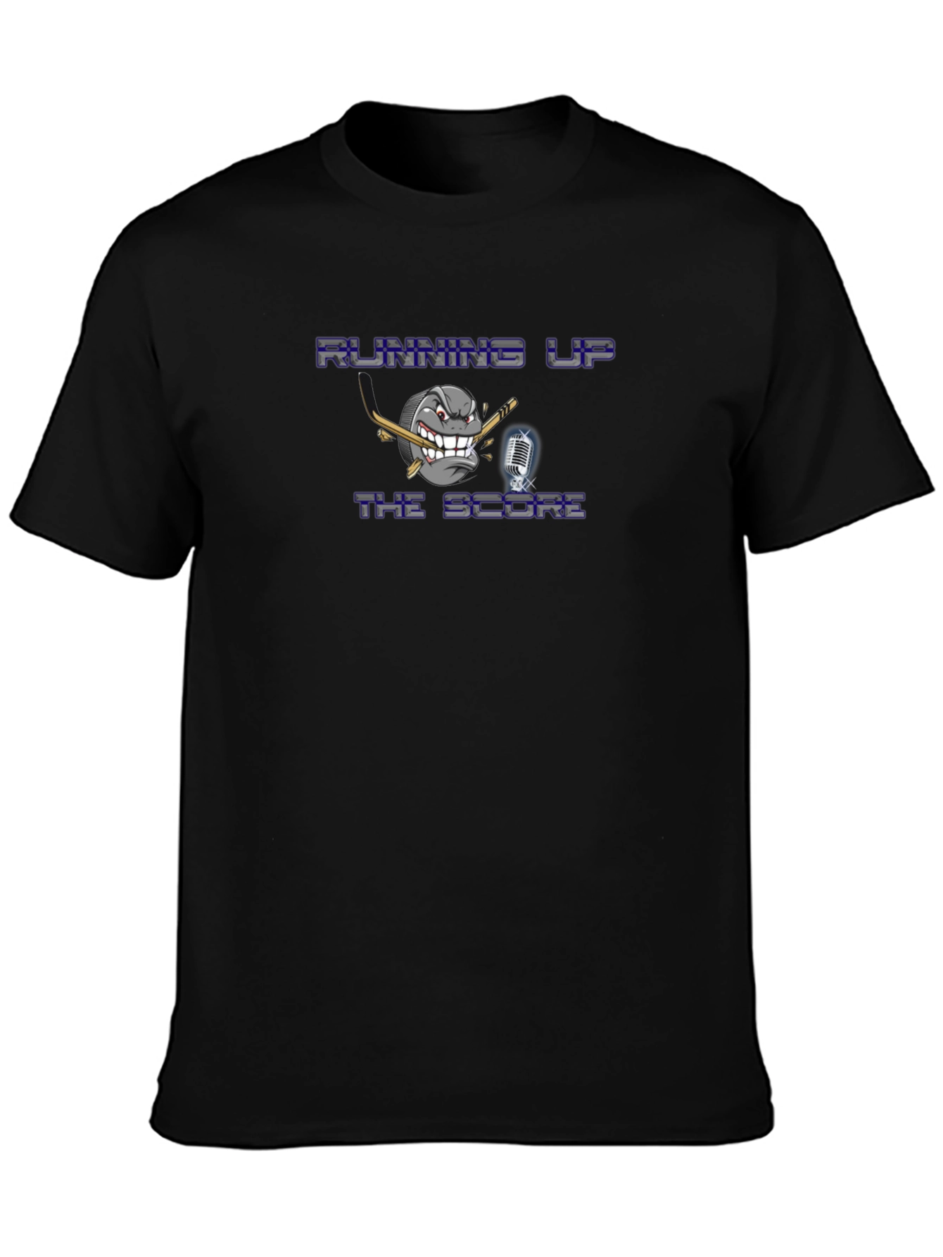Black Running Up The Score T-Shirt - Hockey Design view 3