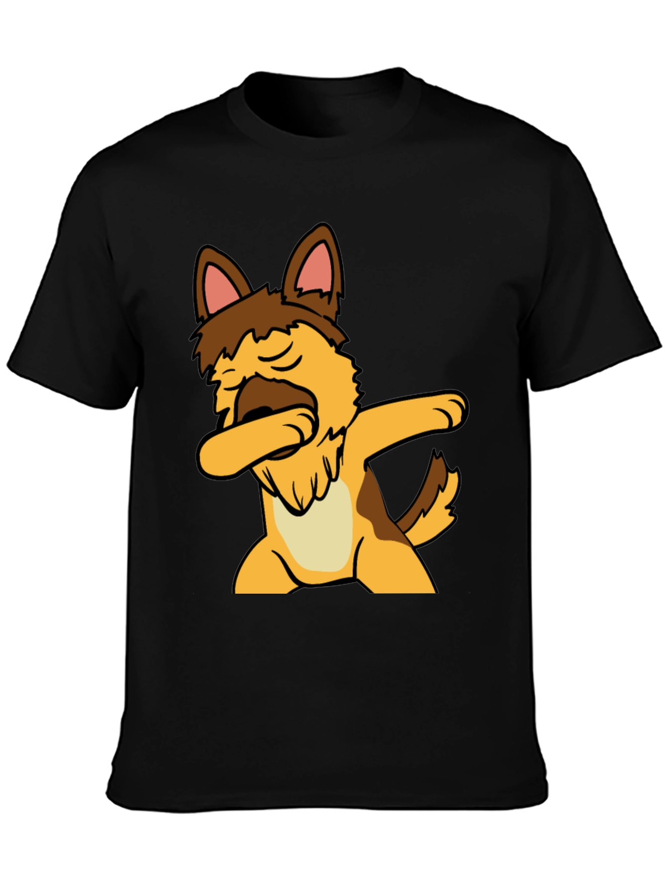Black Dabbing Dog Graphic Tee - Cute Black T-Shirt view 3