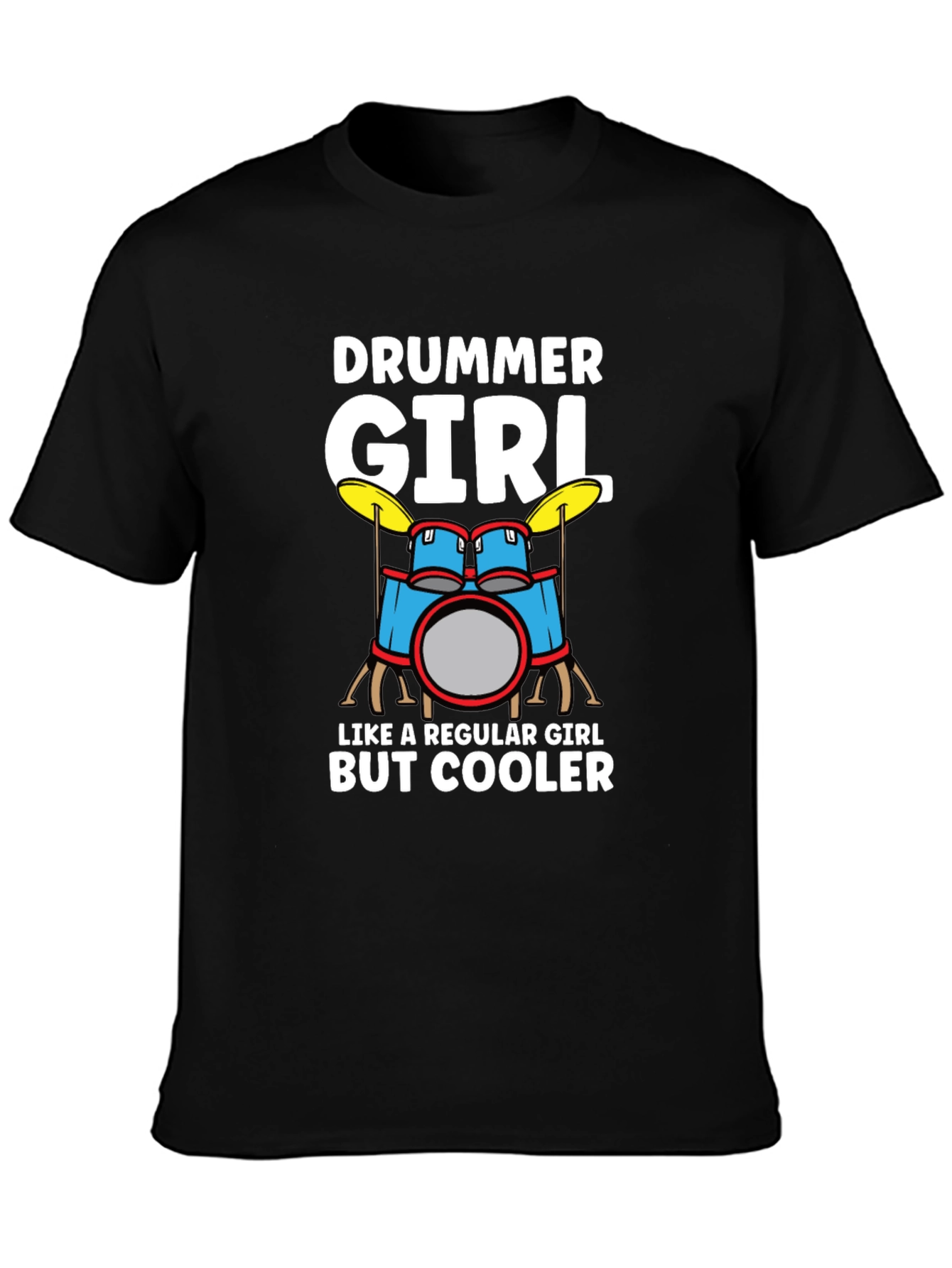 Black Drummer Girl T-Shirt - Music Lover Tee view 3