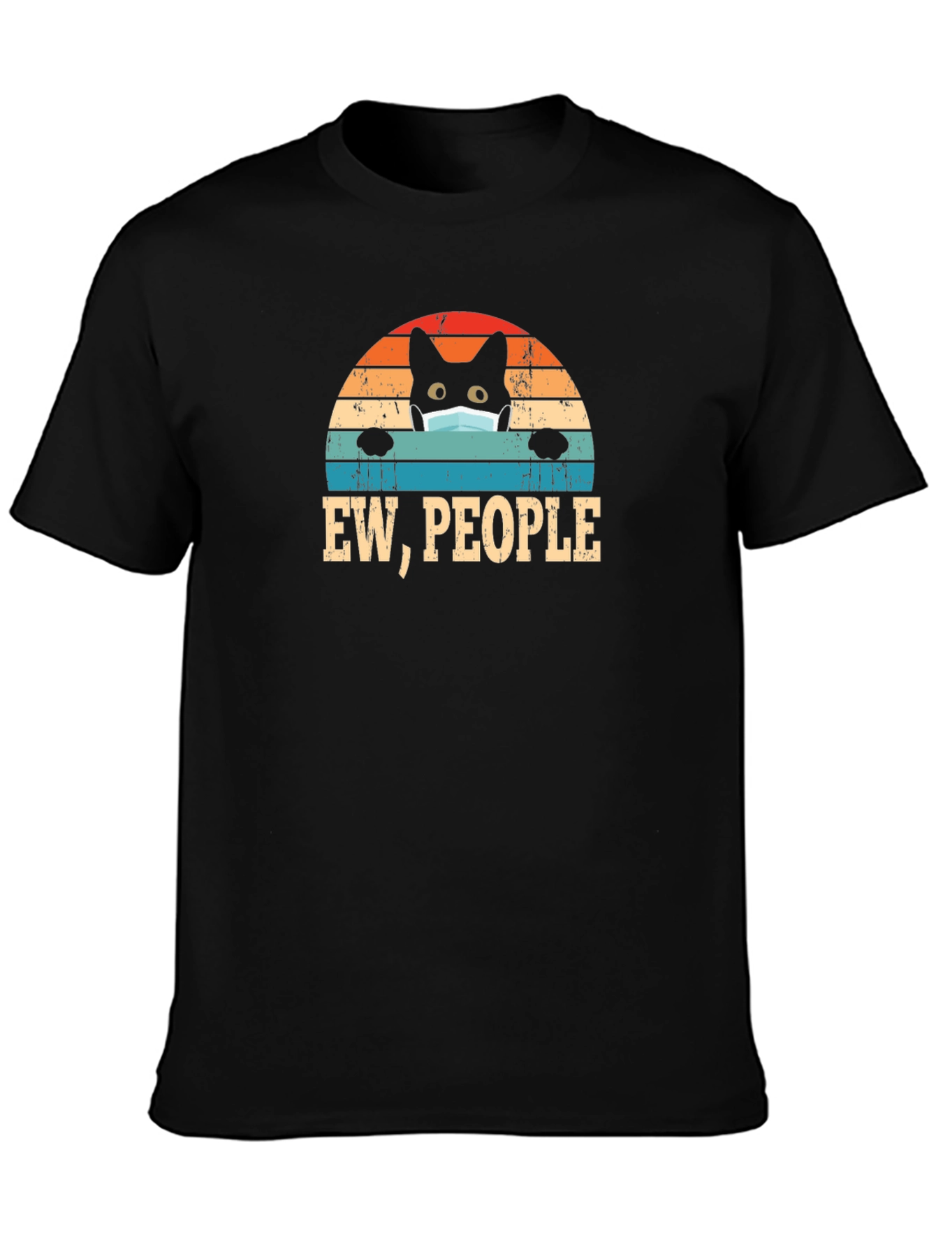 Black Ew, People Black Cat Mask T-Shirt view 3