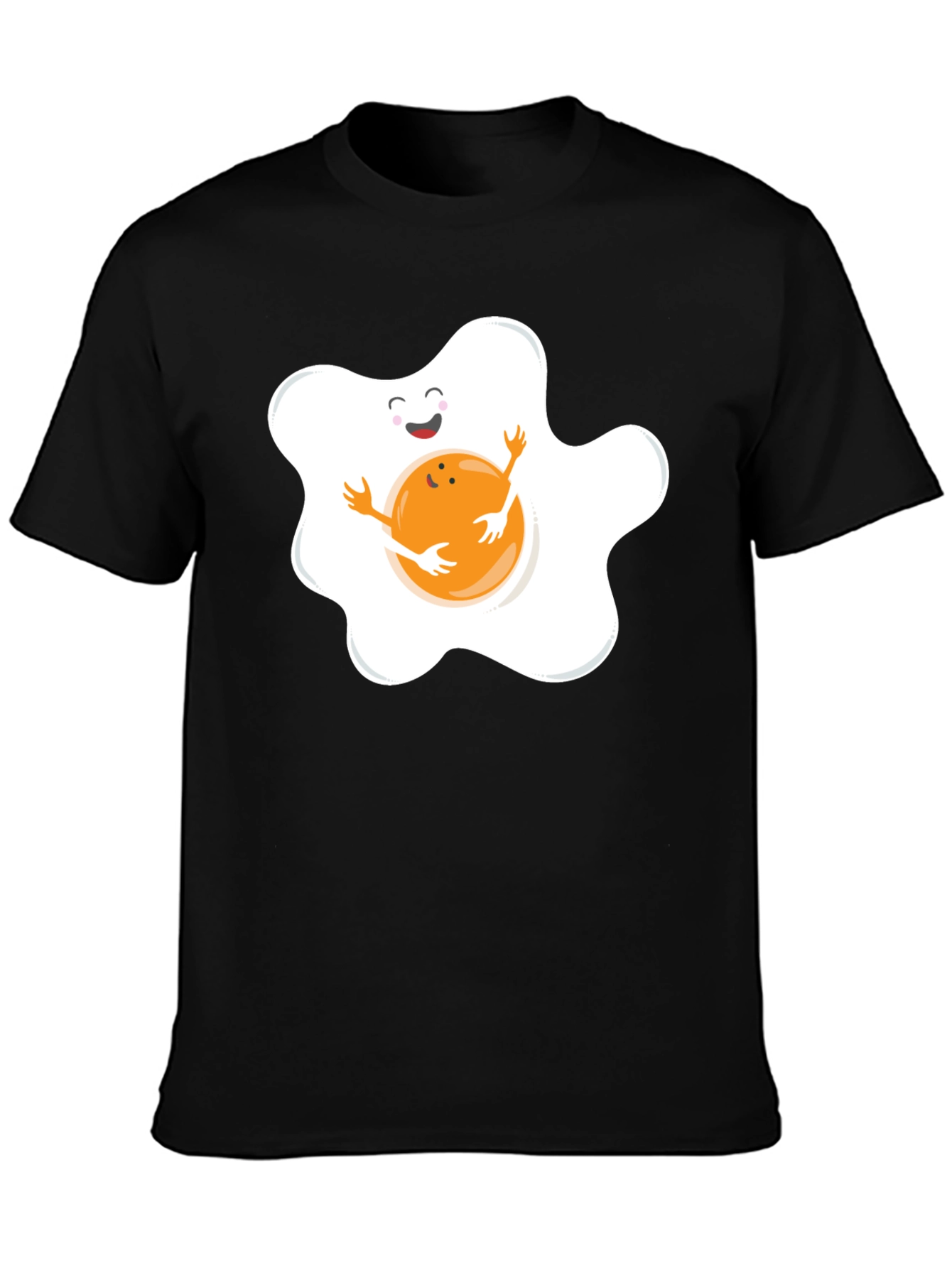 Black Cute Egg Hug Graphic Black Tee view 3