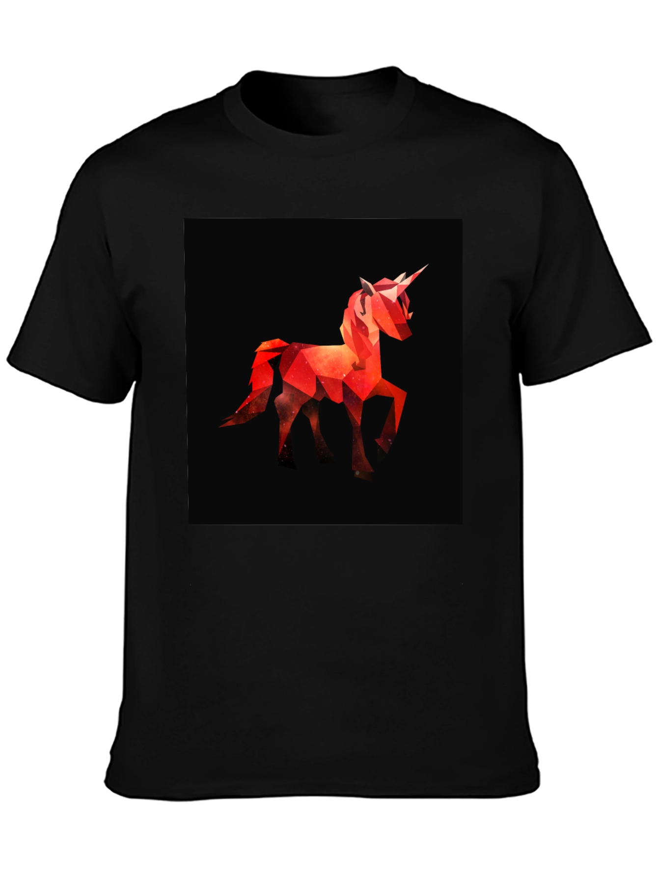 Black Geometric Unicorn Graphic Tee - Modern Style view 3