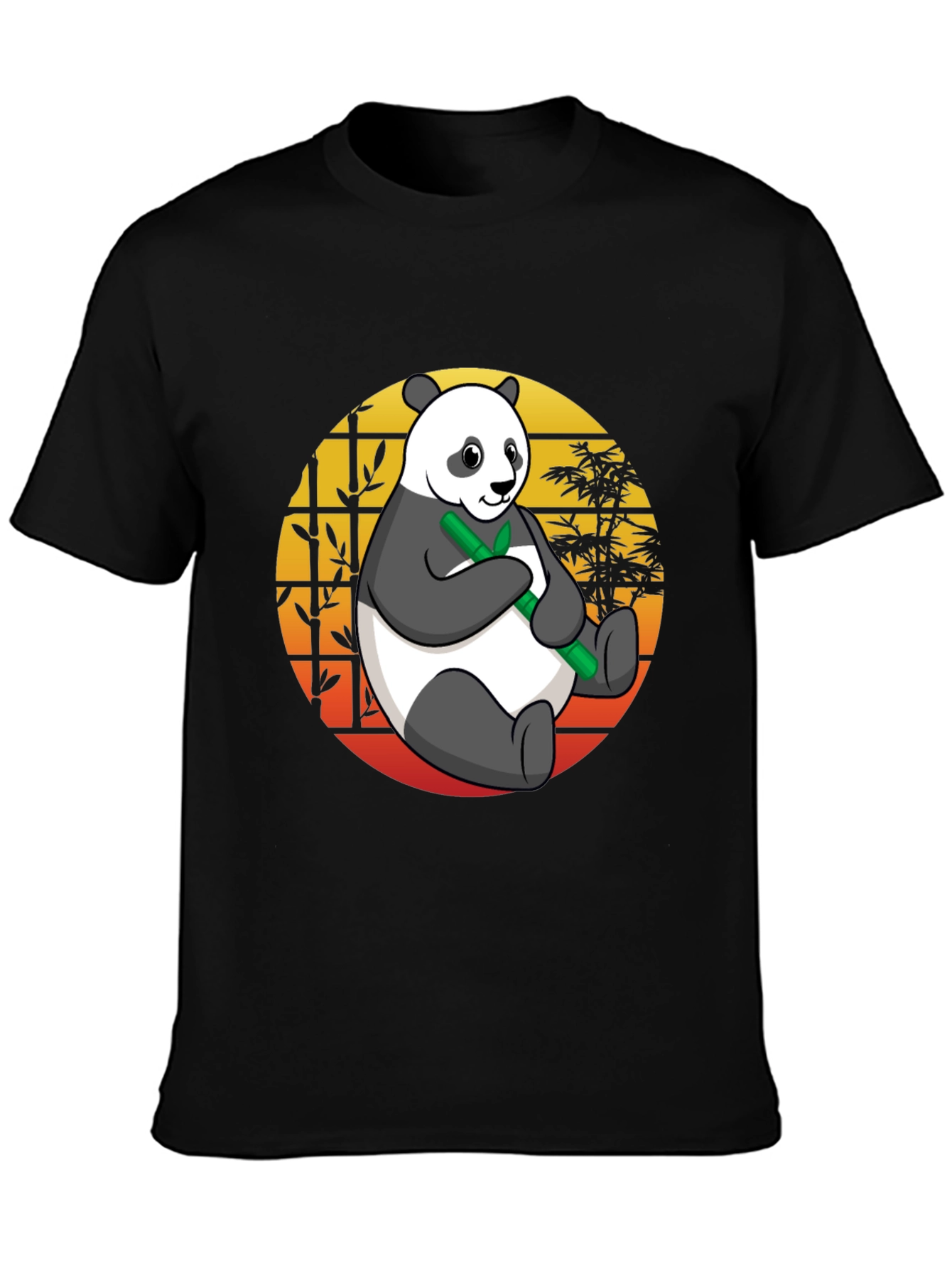 Black Panda Bamboo T-Shirt - Men's Black Graphic Tee view 3