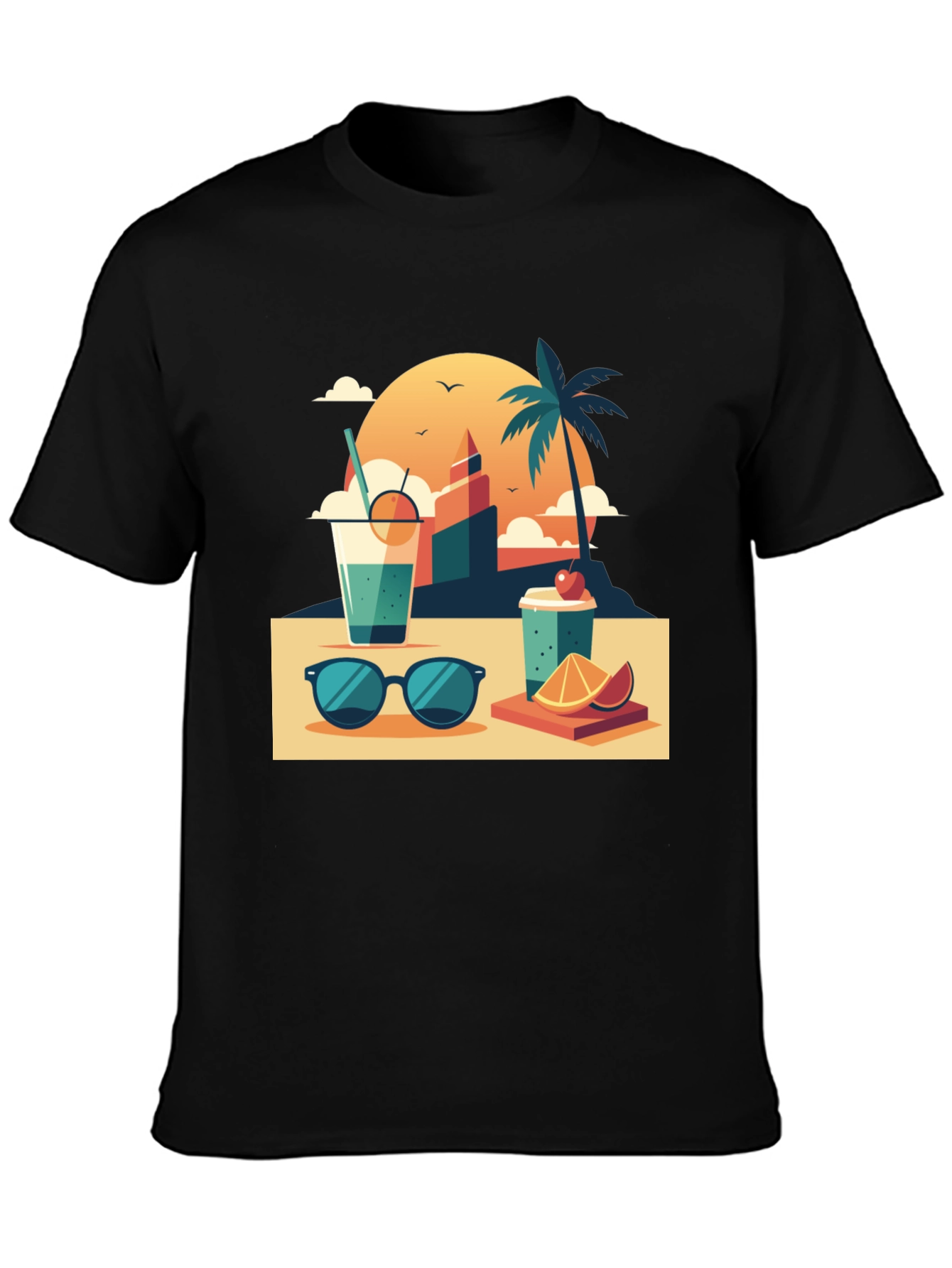 Black Summer Vibes Graphic T-Shirt view 3