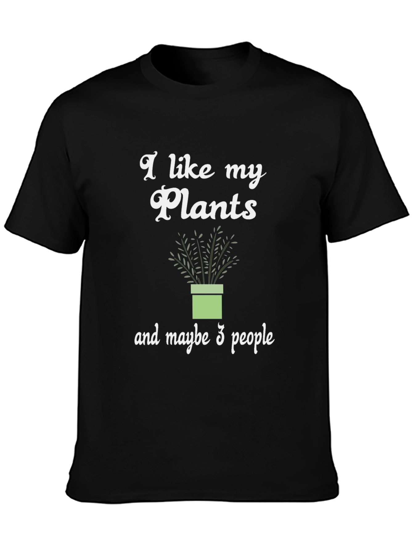 Black I Like My Plants and Maybe 3 People Graphic Tee view 3