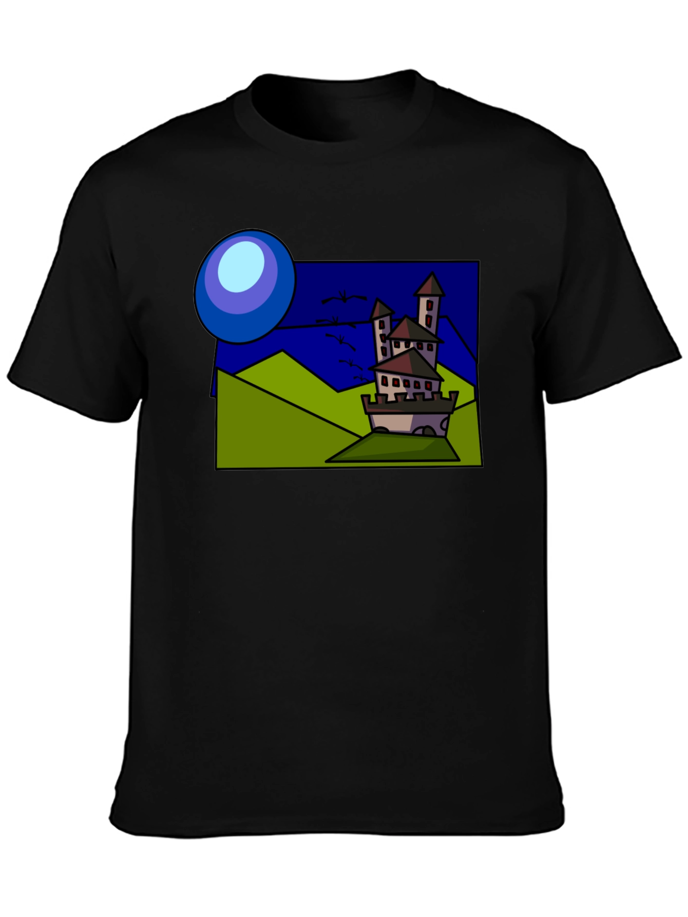 Black Cartoon Castle T-Shirt: Quirky Design, Classic Fit view 3