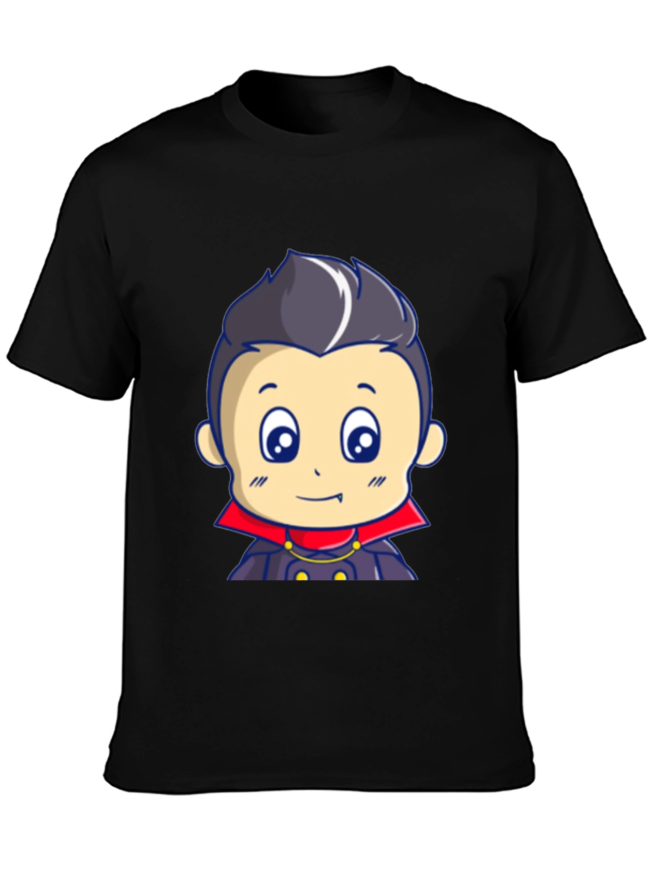 Black Cartoon Vampire T-Shirt - Cute Halloween Design view 3