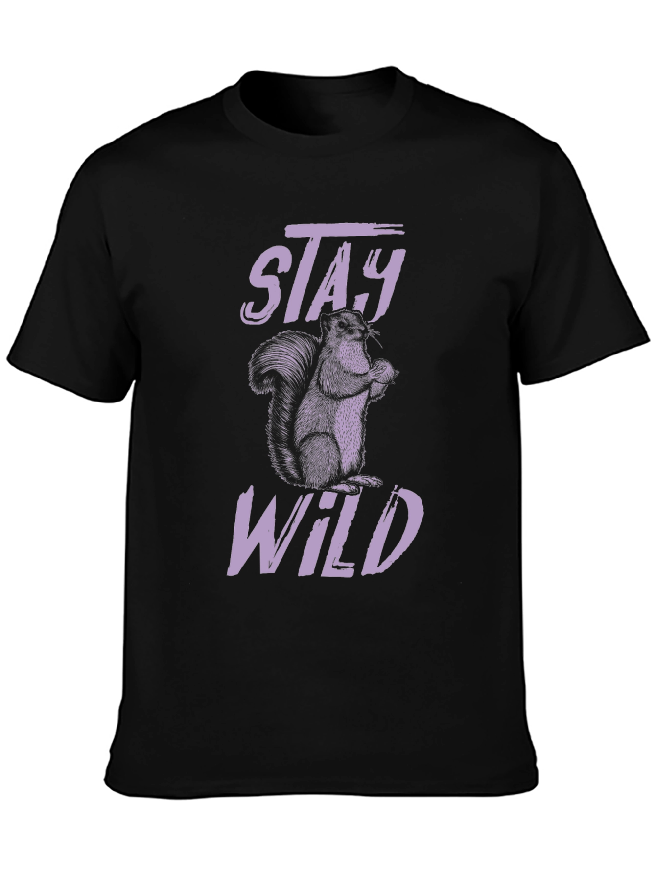 Black Stay Wild Squirrel Graphic T-Shirt - Black view 3