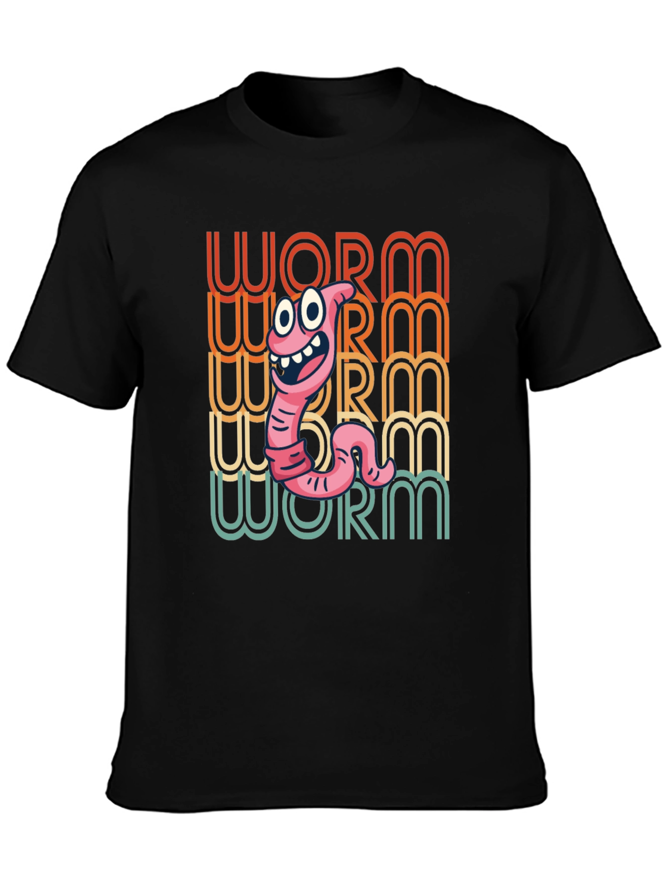 Black Funny Worm Graphic Tee - Black Cotton T-Shirt view 3