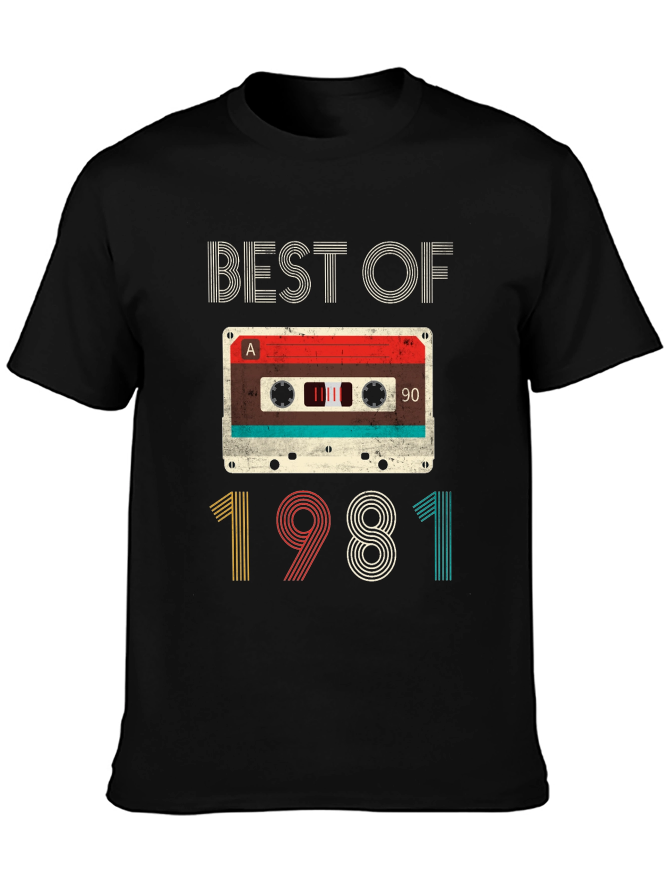Black Best of 1981 Vintage Cassette T-Shirt view 3
