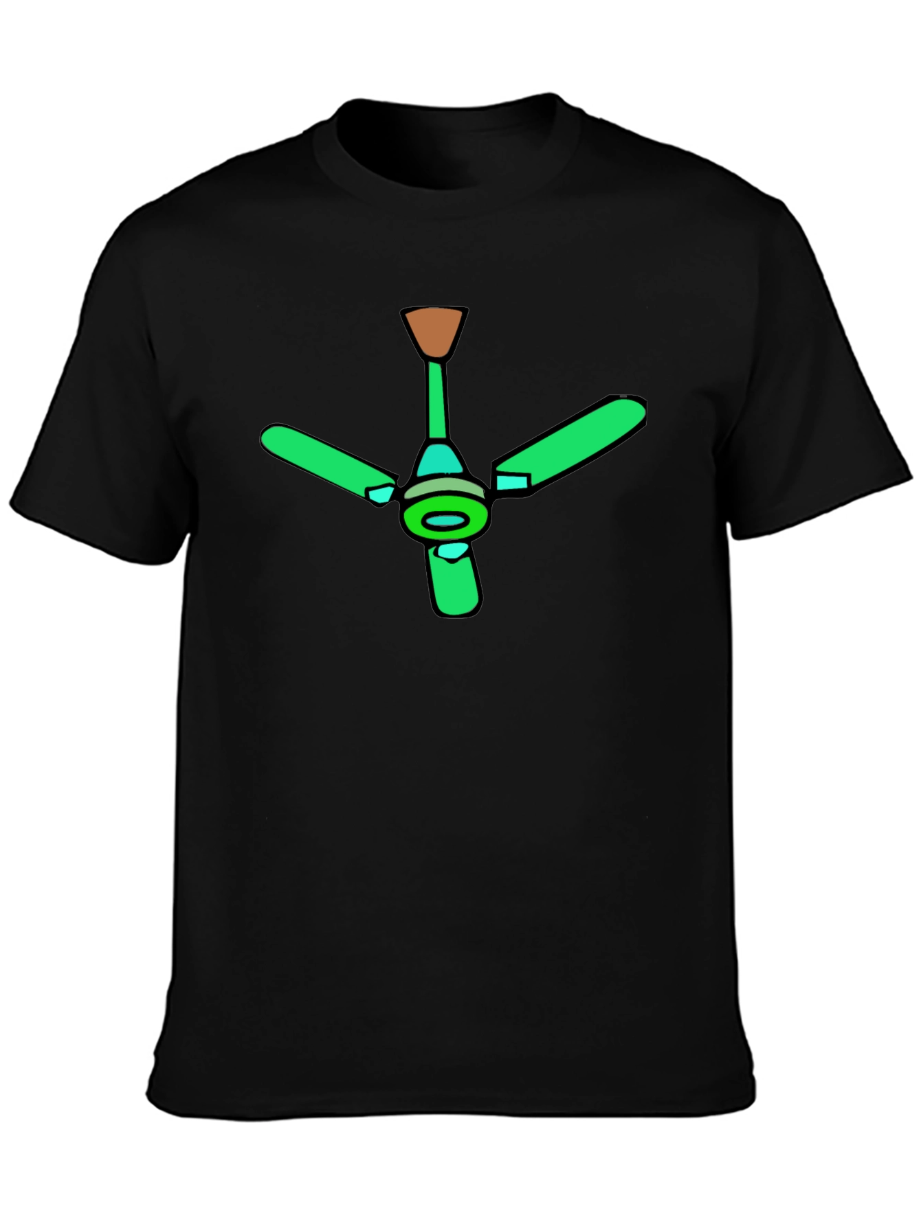 Black Green Ceiling Fan Graphic Black T-Shirt view 3