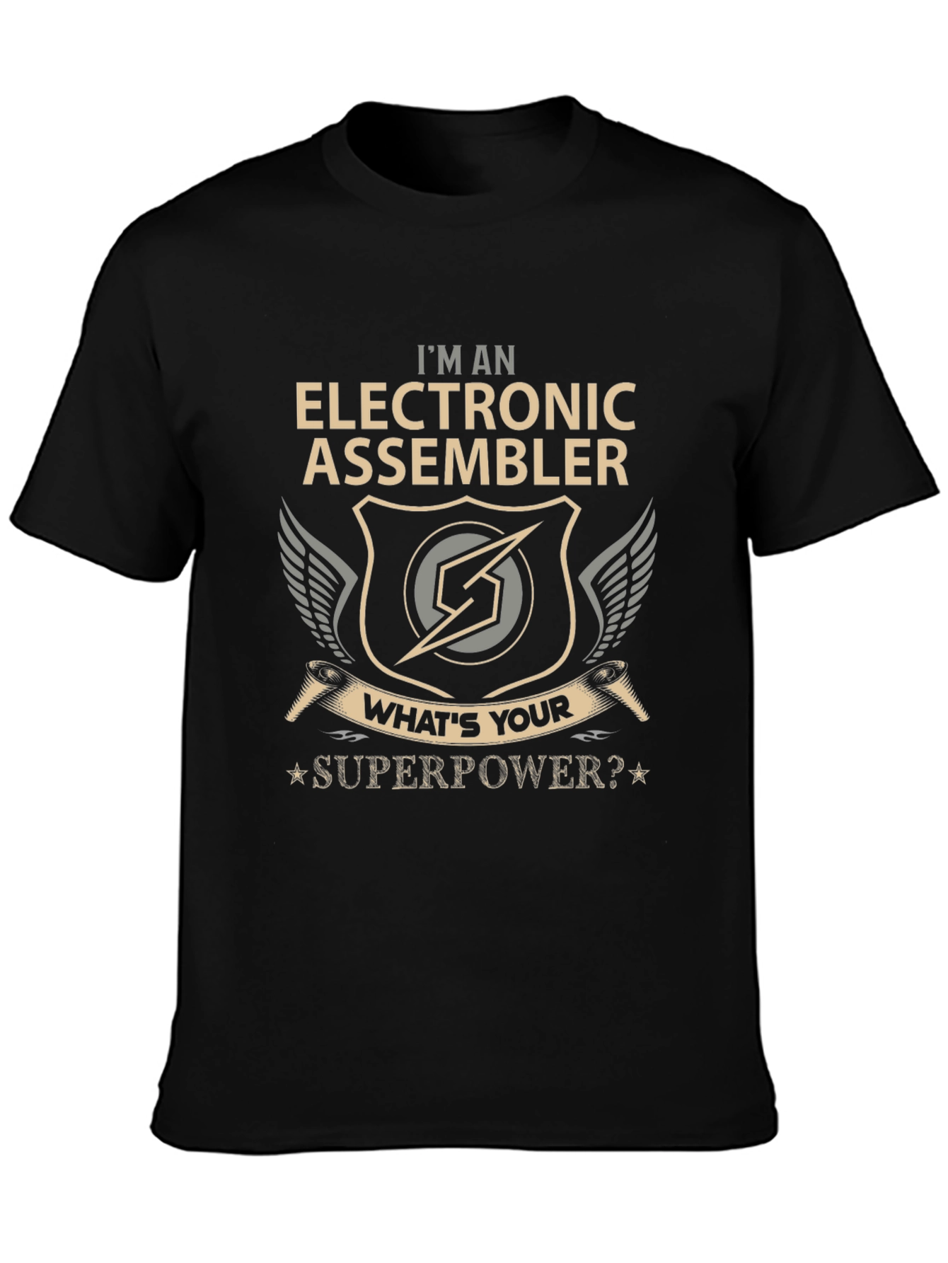 Black Electronic Assembler Superpower T-Shirt view 3