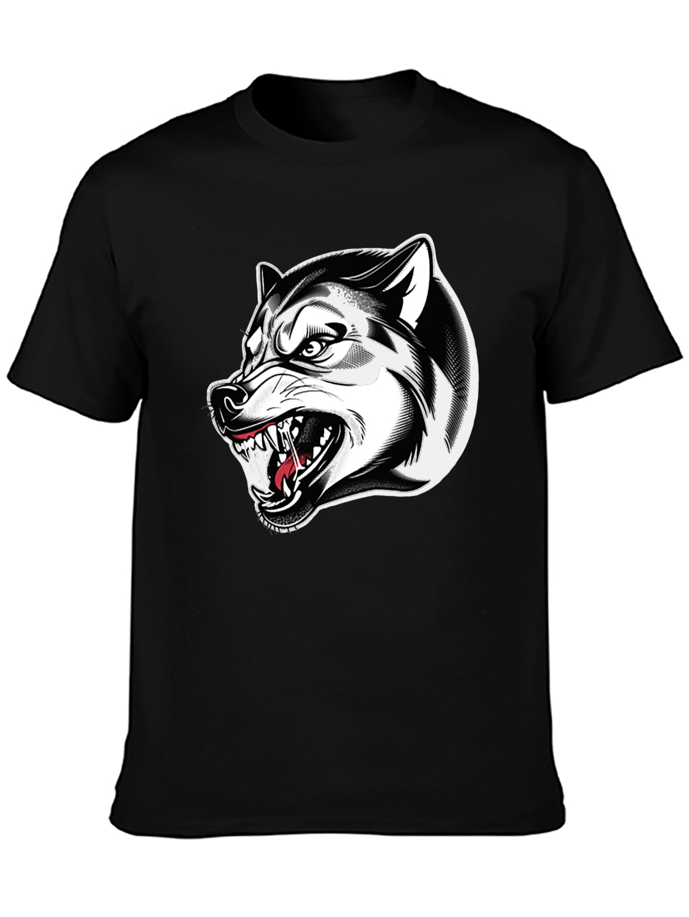 Black Men's Black Wolf Graphic Tee view 3
