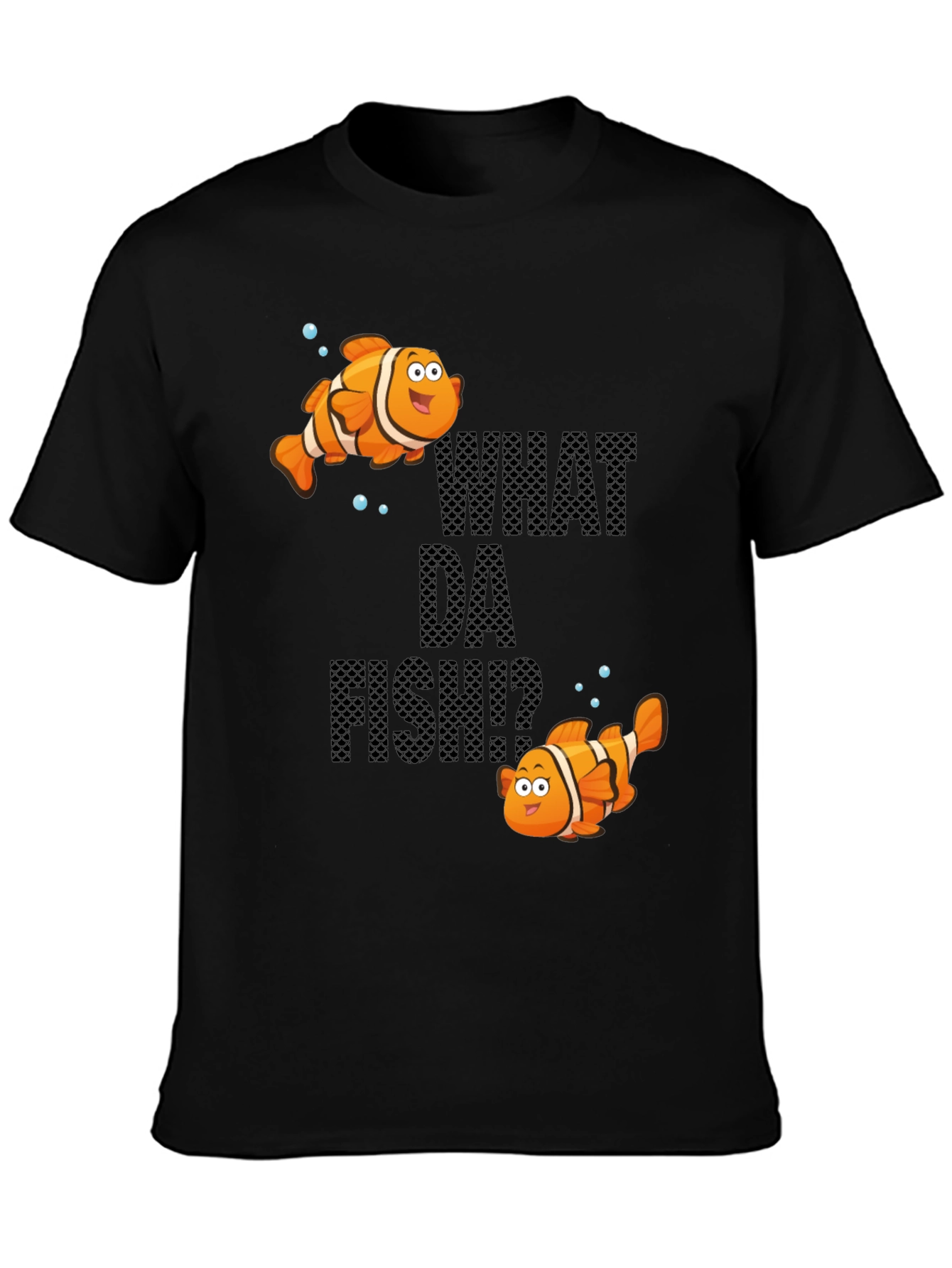Black Funny What Da Fish T-Shirt view 3
