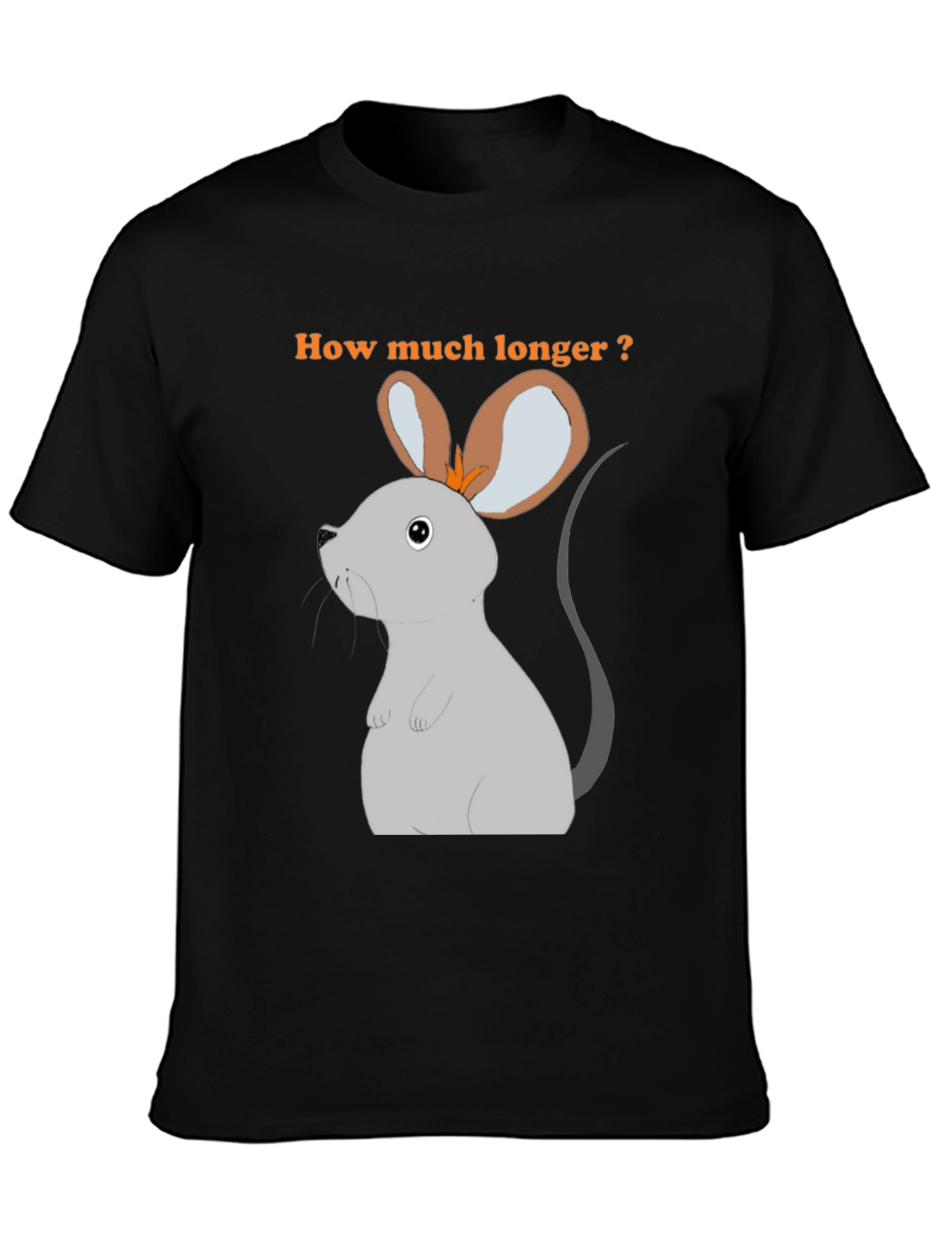 Black How Much Longer Mouse T-Shirt view 3