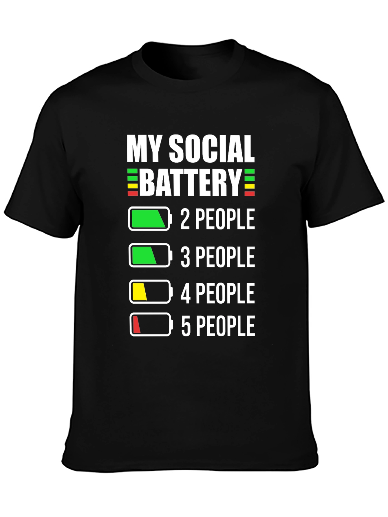 Black Social Battery Graphic T-Shirt view 3