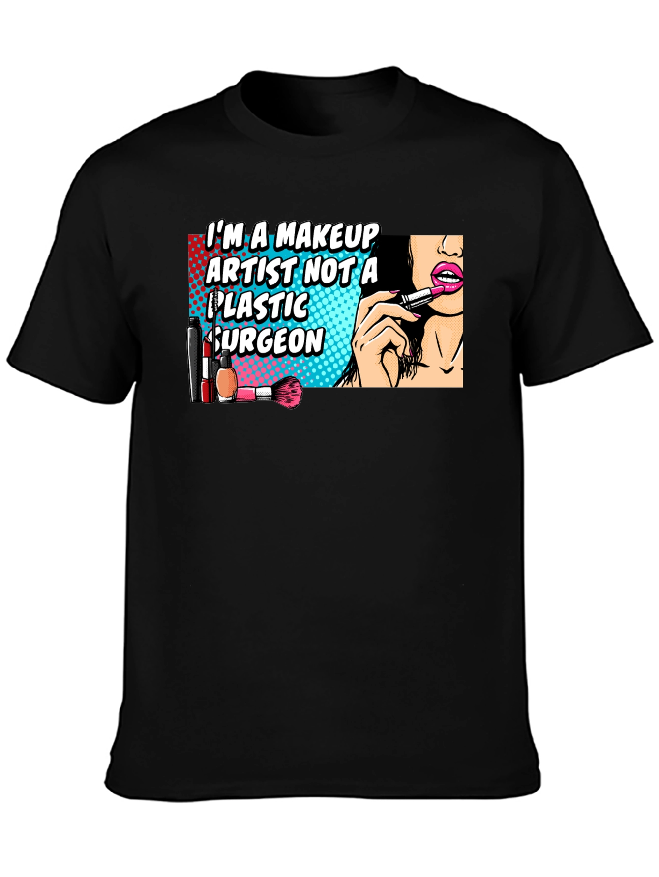 Black Makeup Artist T-Shirt - Funny Cosmetic Tee view 3