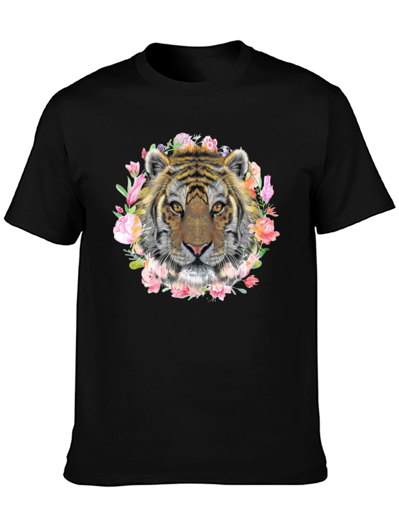 Black Tiger Floral Print T-Shirt - Stylish Graphic Tee view 3