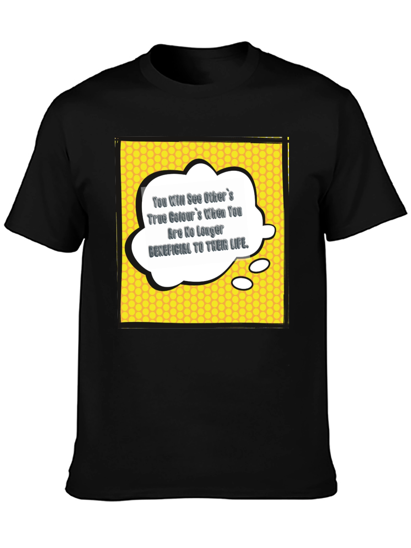 Black Men's Black Graphic T-Shirt with Motivational Quote view 3