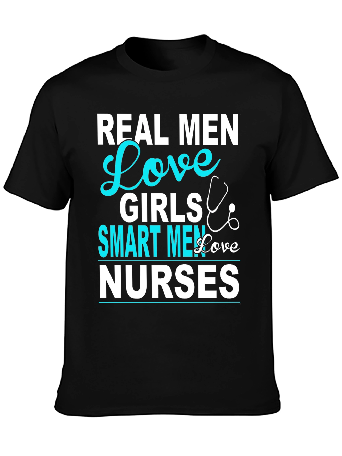 Black Real Men Love Girls, Smart Men Love Nurses T-Shirt view 3