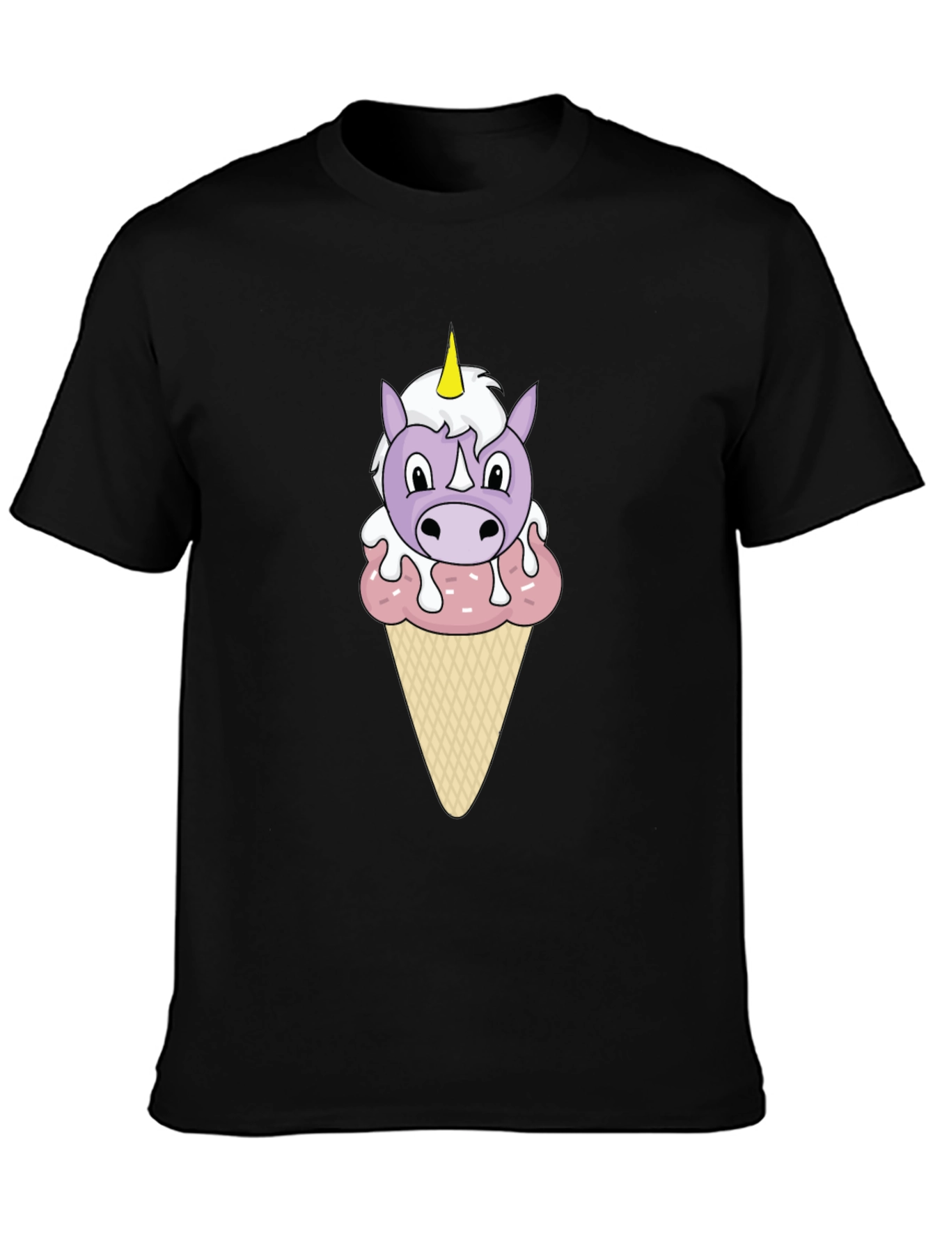Black Unicorn Ice Cream Graphic T-Shirt view 3