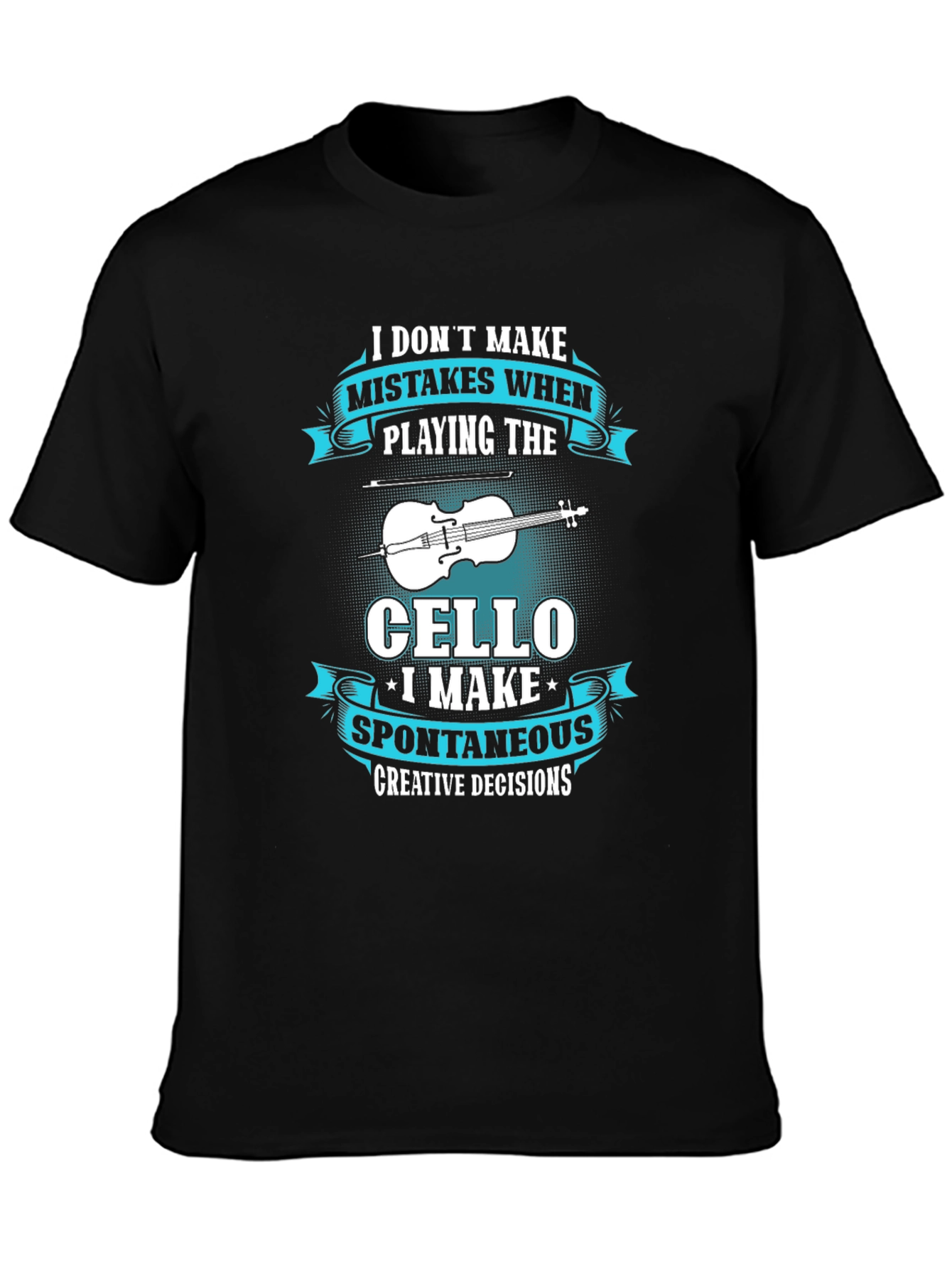 Black Cello Player T-Shirt: Spontaneous Creative Decisions view 3