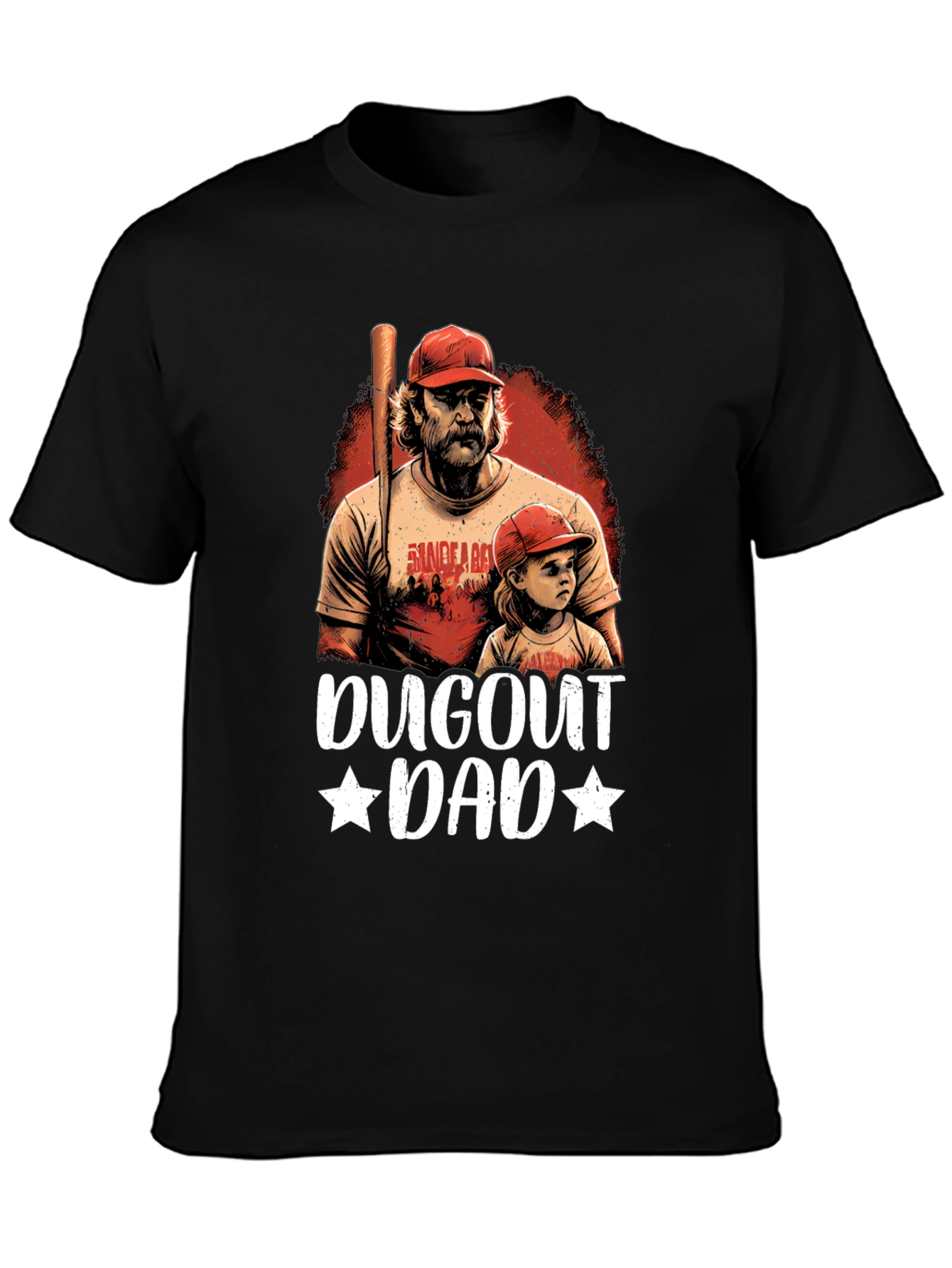 Black Dugout Dad Graphic Tee - Baseball Fan Apparel view 3