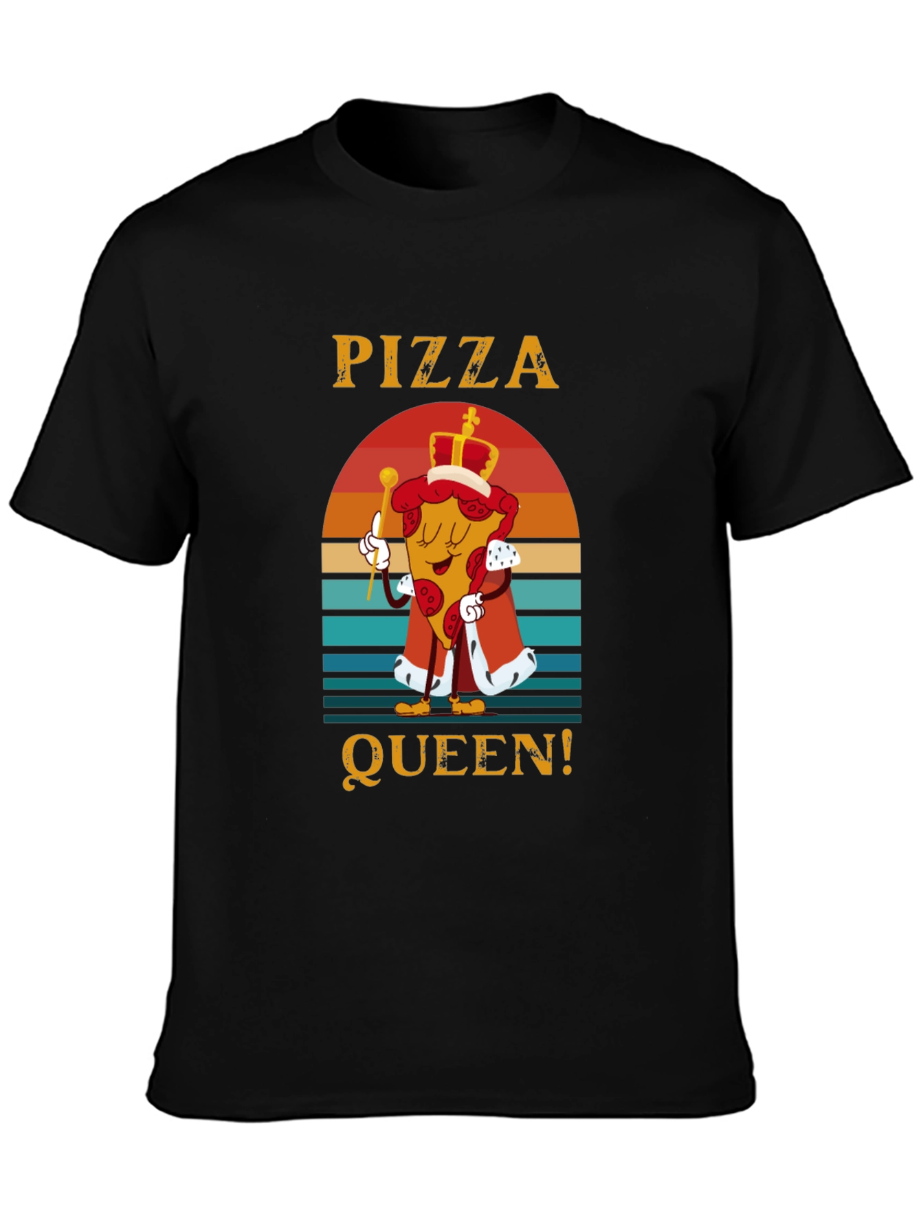 Black Pizza Queen Graphic T-Shirt - Funny Food Tee view 3