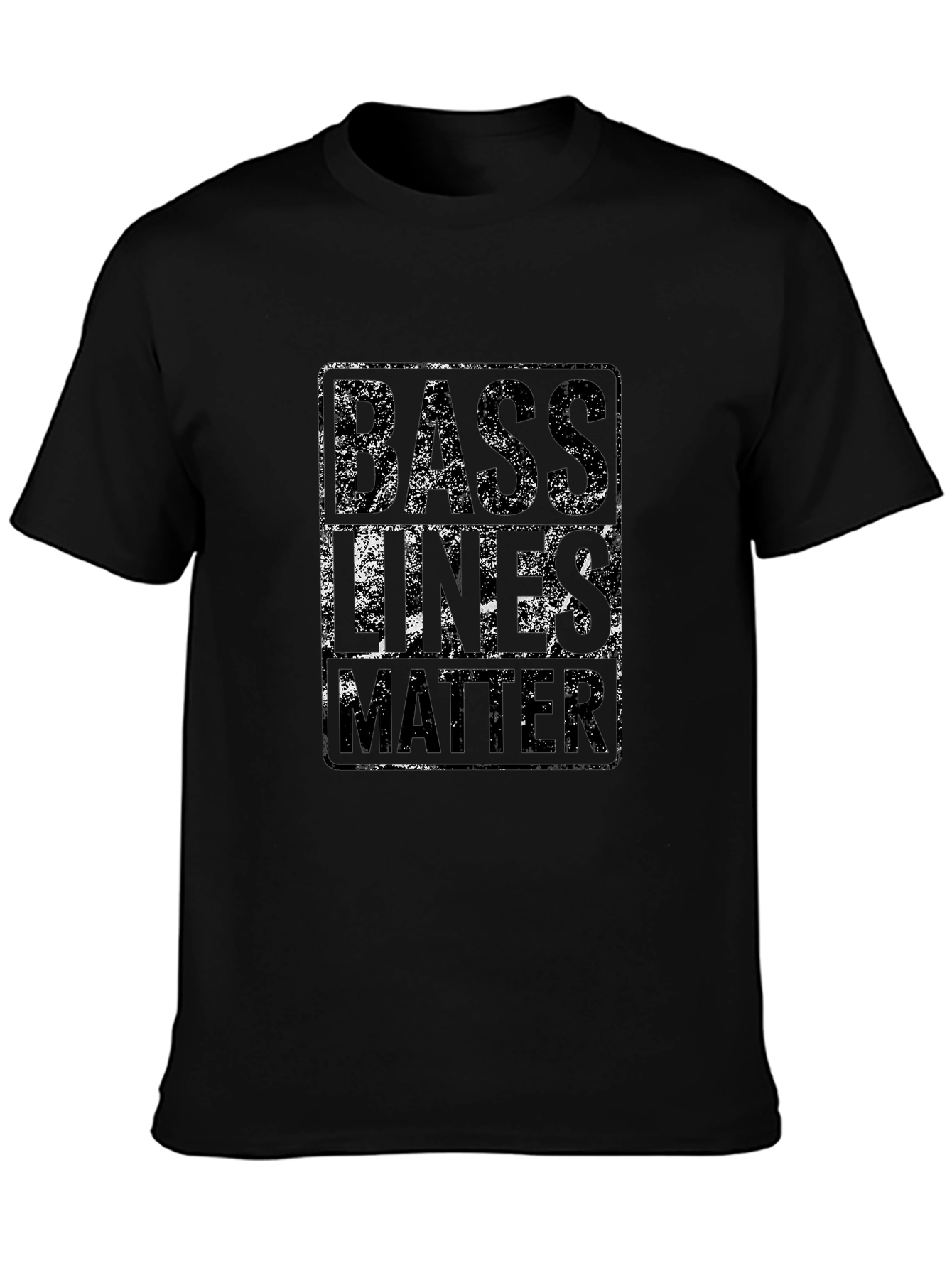 Black Bass Lines Matter Black Graphic Tee Shirt view 3