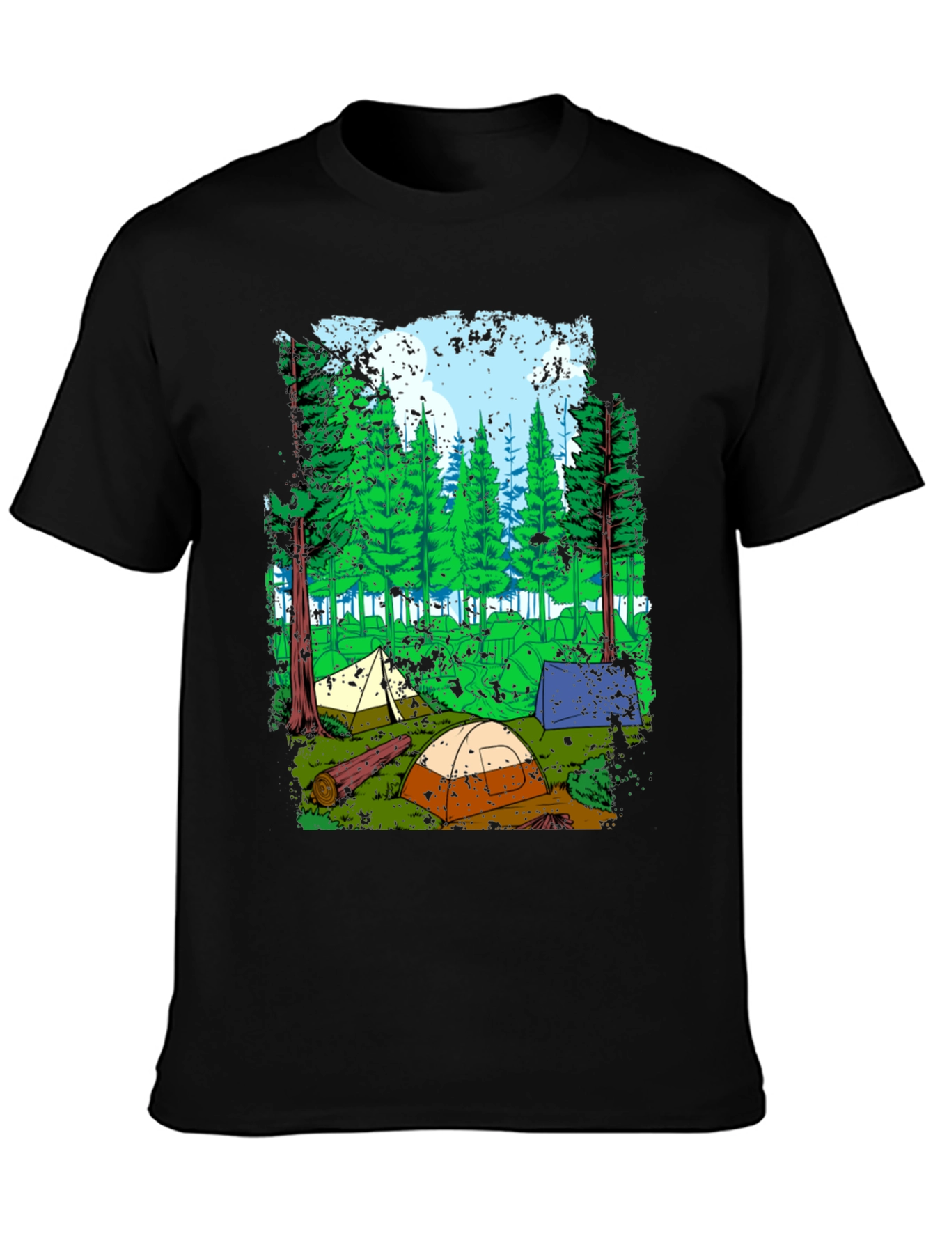 Black Camping Adventure Graphic T-Shirt view 3
