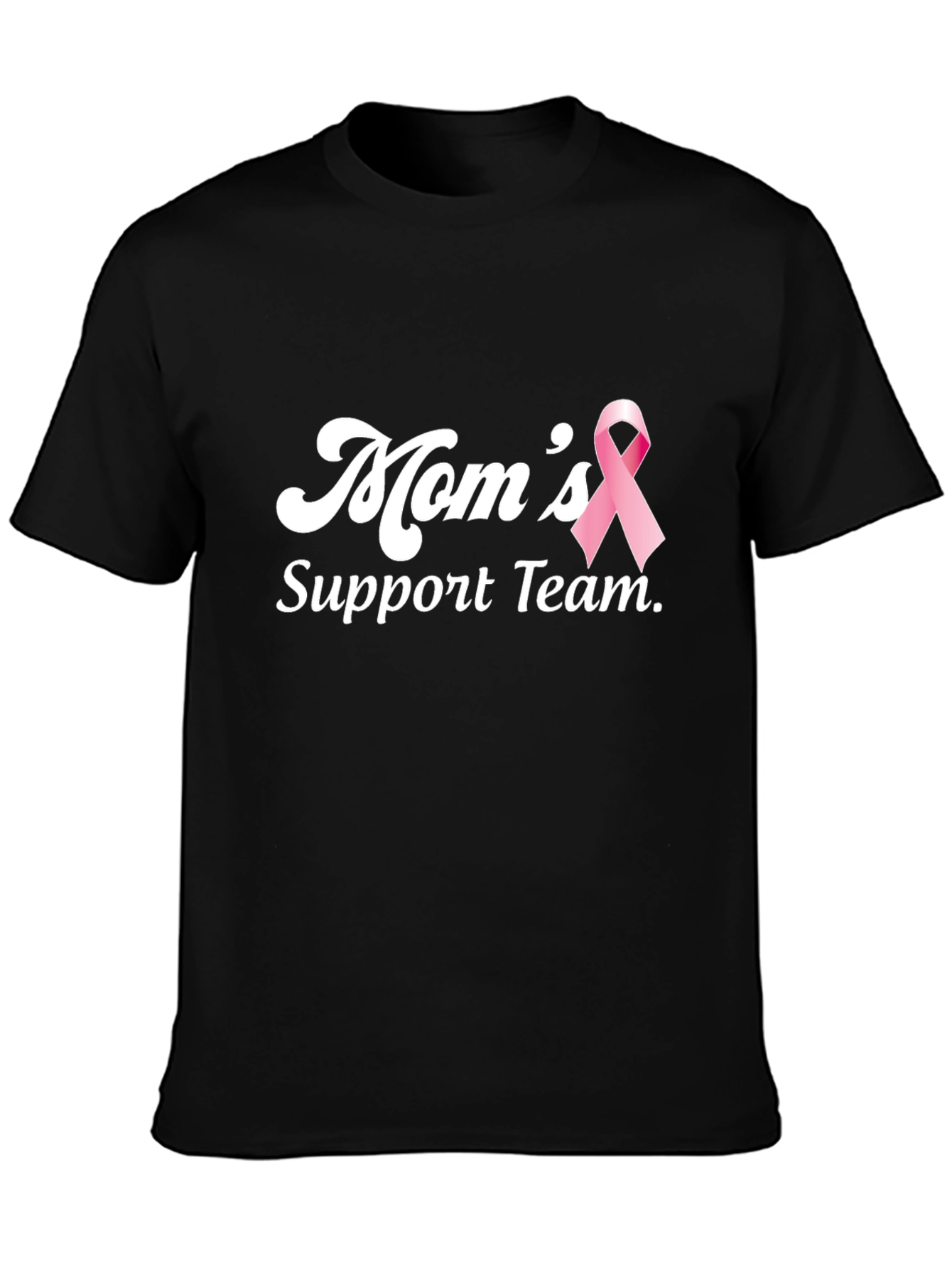 Black Mom's Support Team T-Shirt - Breast Cancer Awareness Tee view 3