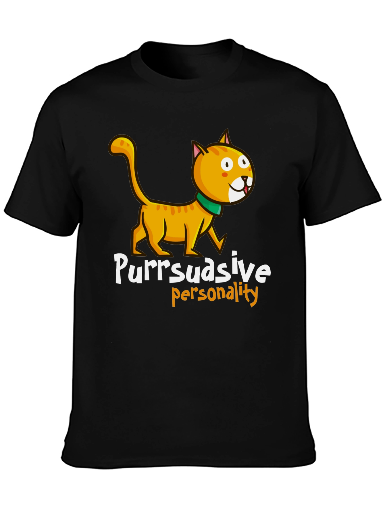 Black Purrsuasive Personality Cat Graphic Tee view 3